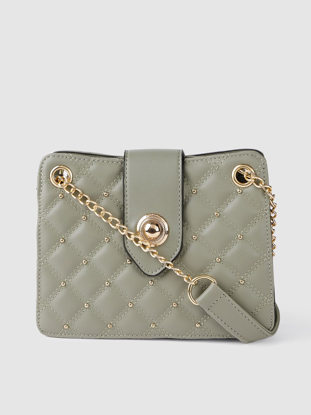 Fastrack Olive Green Embellished Quilted Sling Bag-picture-41