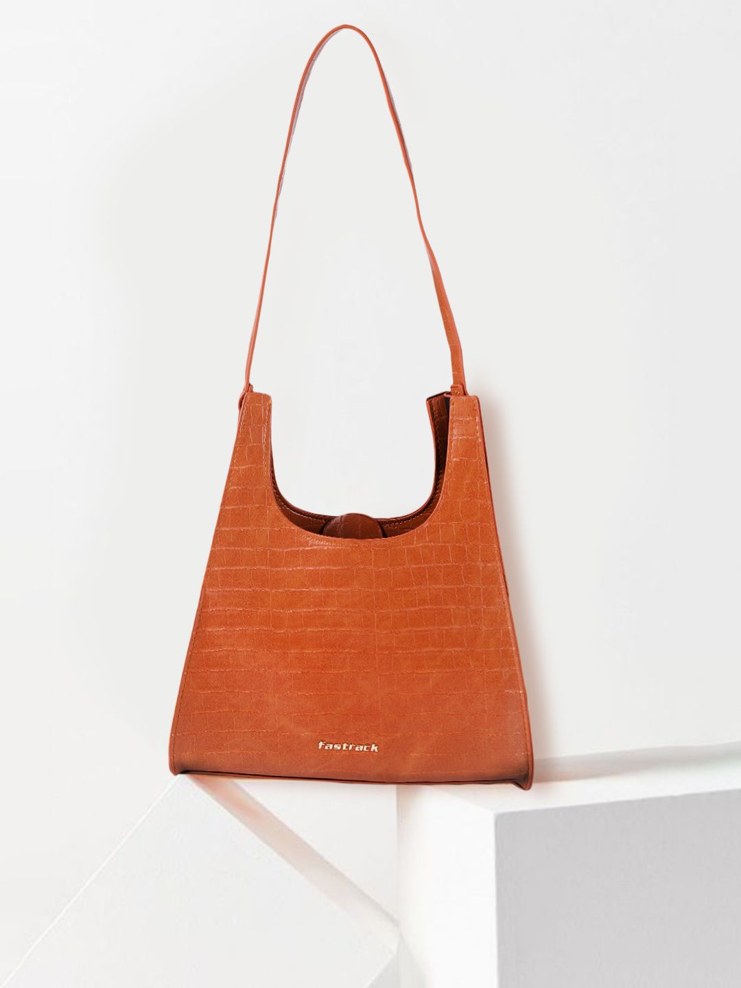 Fastrack Tan Brown Textured Shoulder Bag-image-7