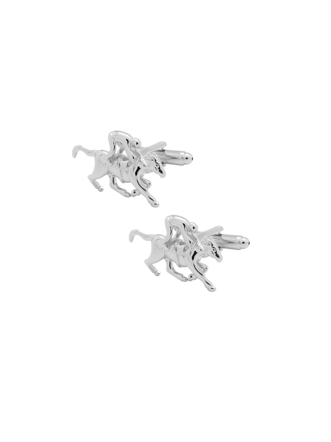 The Tie Hub Silver-Toned Jockey-Shaped Cufflinks-picture-30