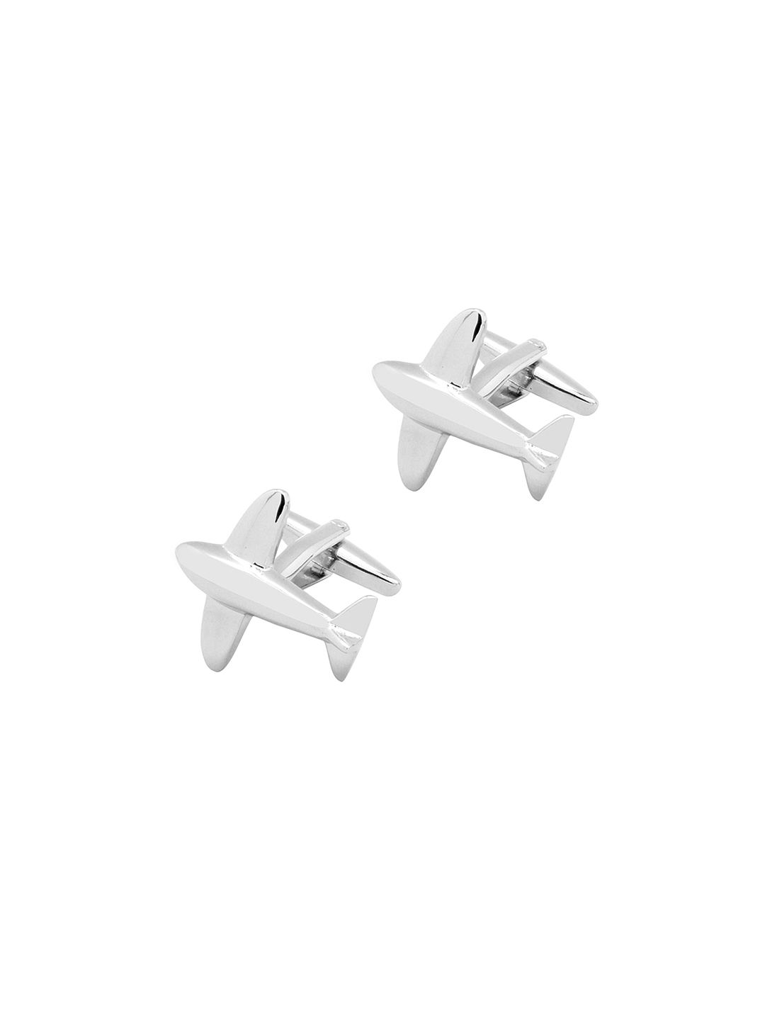 The Tie Hub Silver-Toned Aeroplane-Shaped Cufflinks-picture-41
