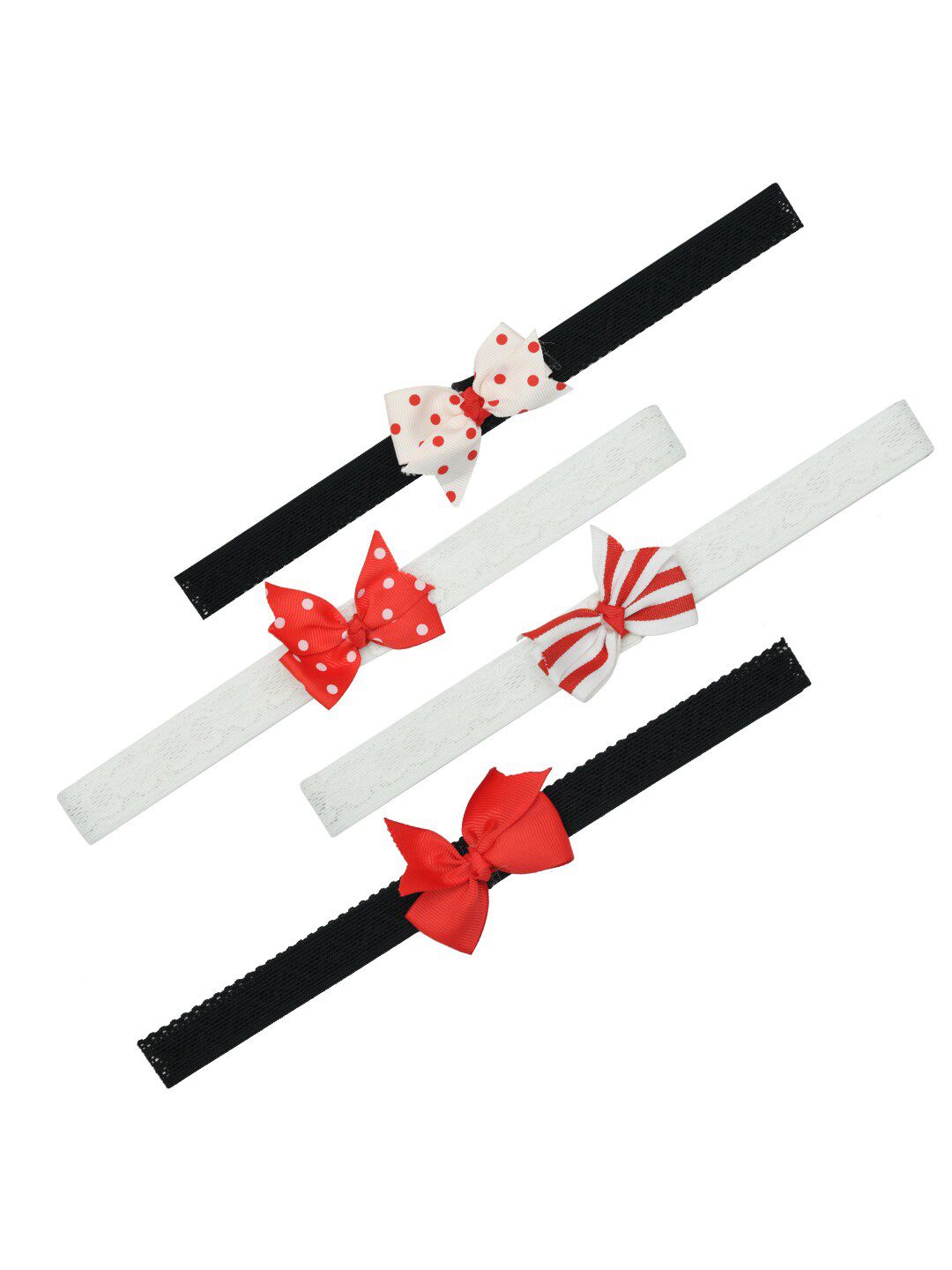 FUNKRAFTS Girls Set Of 4 White & Black Bow Trendy Hairbands-picture-24