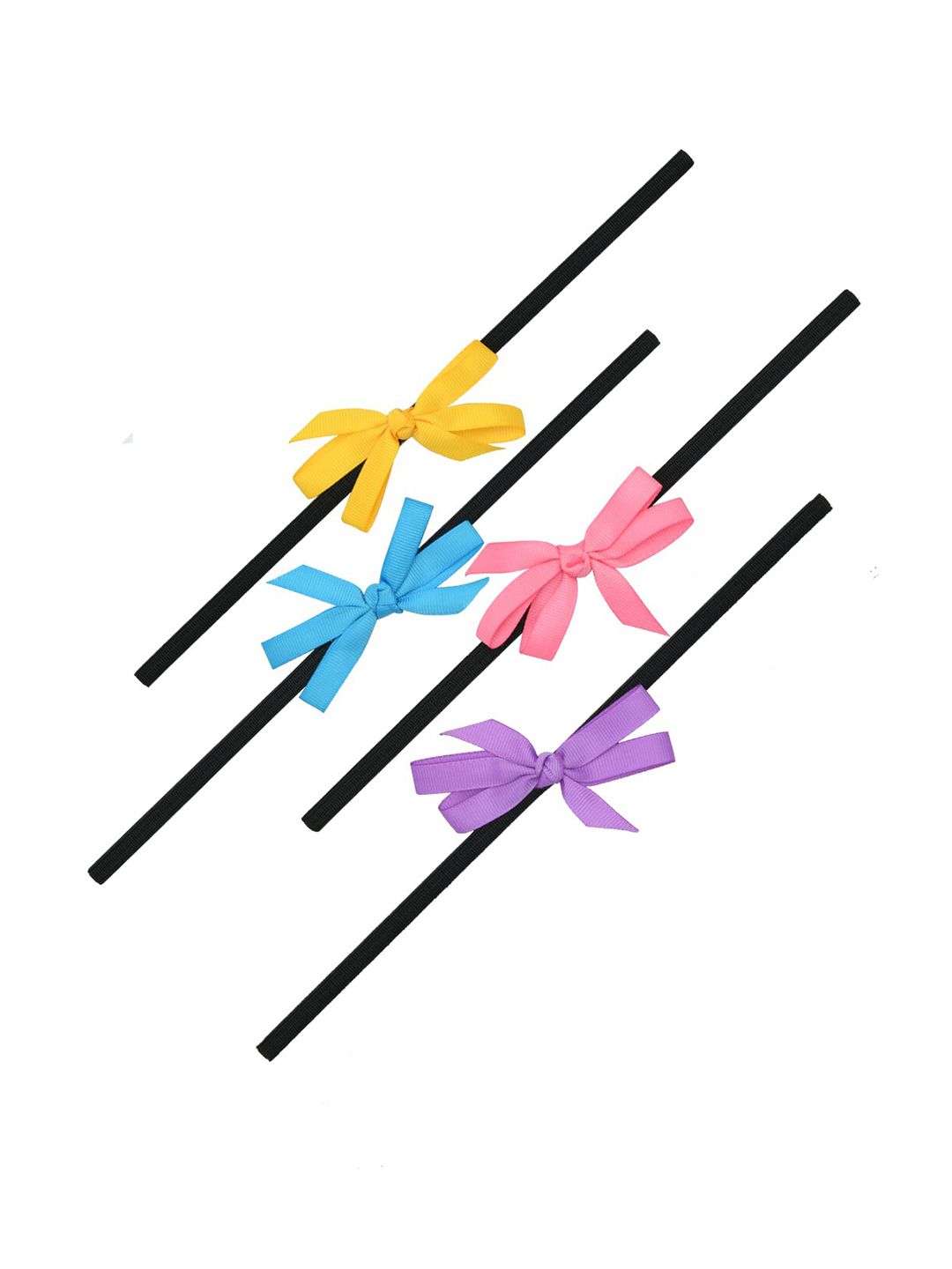 FUNKRAFTS Girls Set Of 4 Black & Pink Trendy Hairbands-picture-19