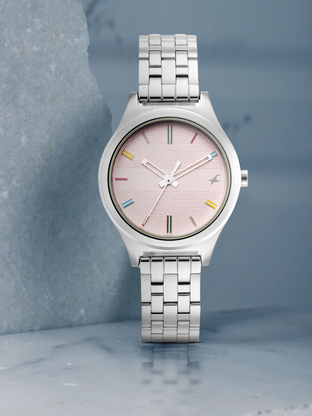 Fastrack Women Pink Brass Dial & Silver Toned Bracelet Style Straps Analogue Watch-image-47