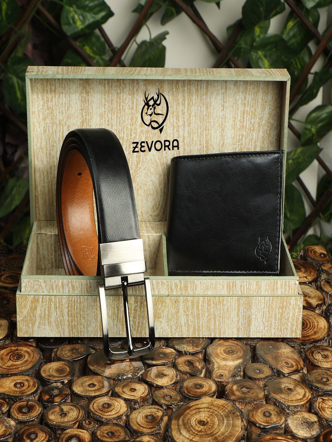 ZEVORA Men Black Solid Reversiable Accessory Gift Set-picture-17