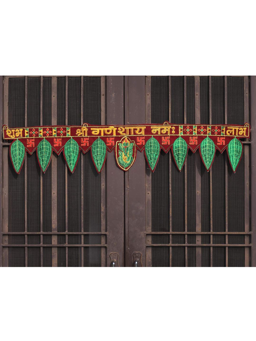 CraftVatika Green & Red Cotton Door Diwali Pooja Bandarwal Toran-image-47
