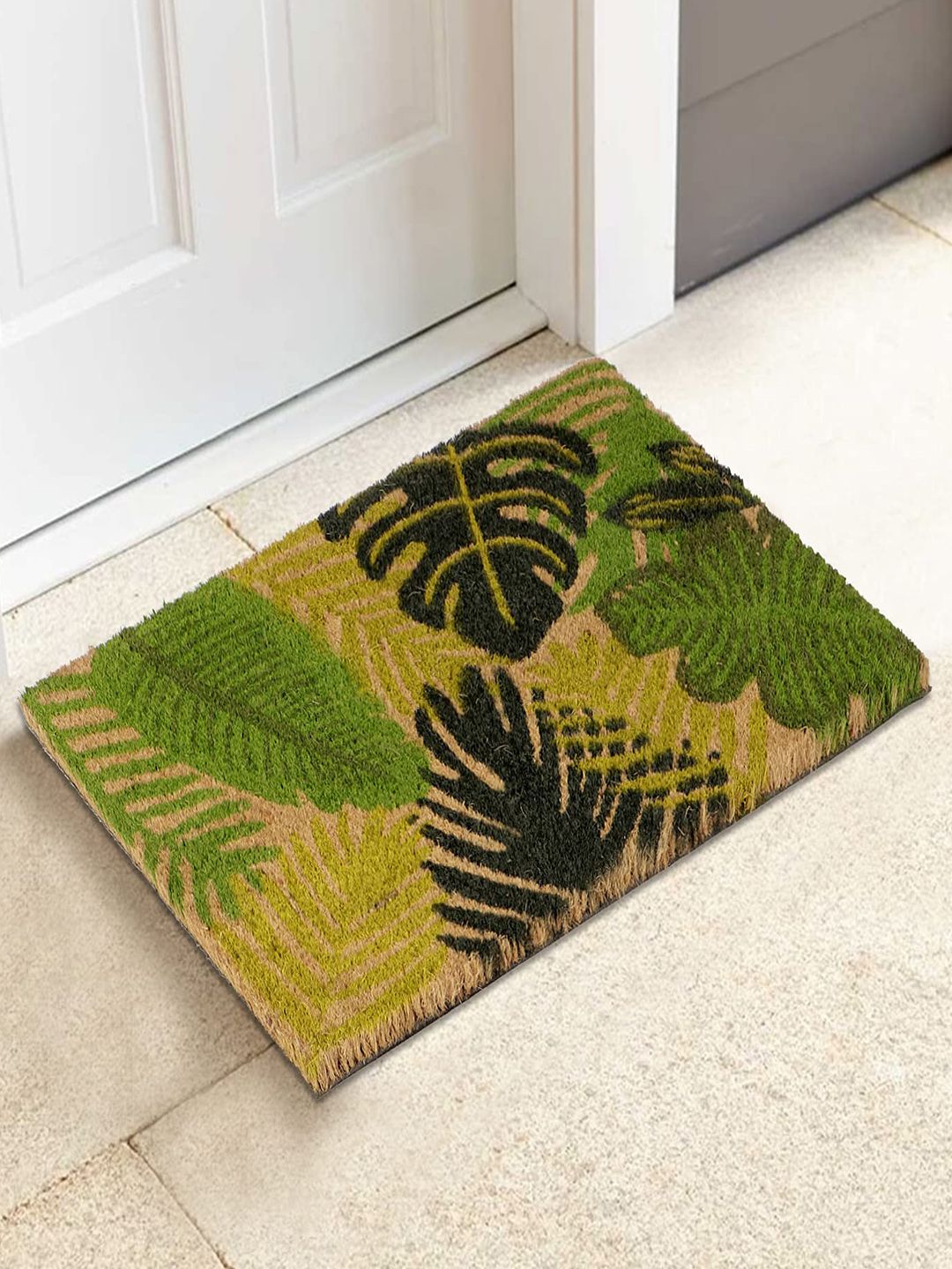 HOKIPO Brown & Green Printed Anti-Skid Coir Doormat-picture-6