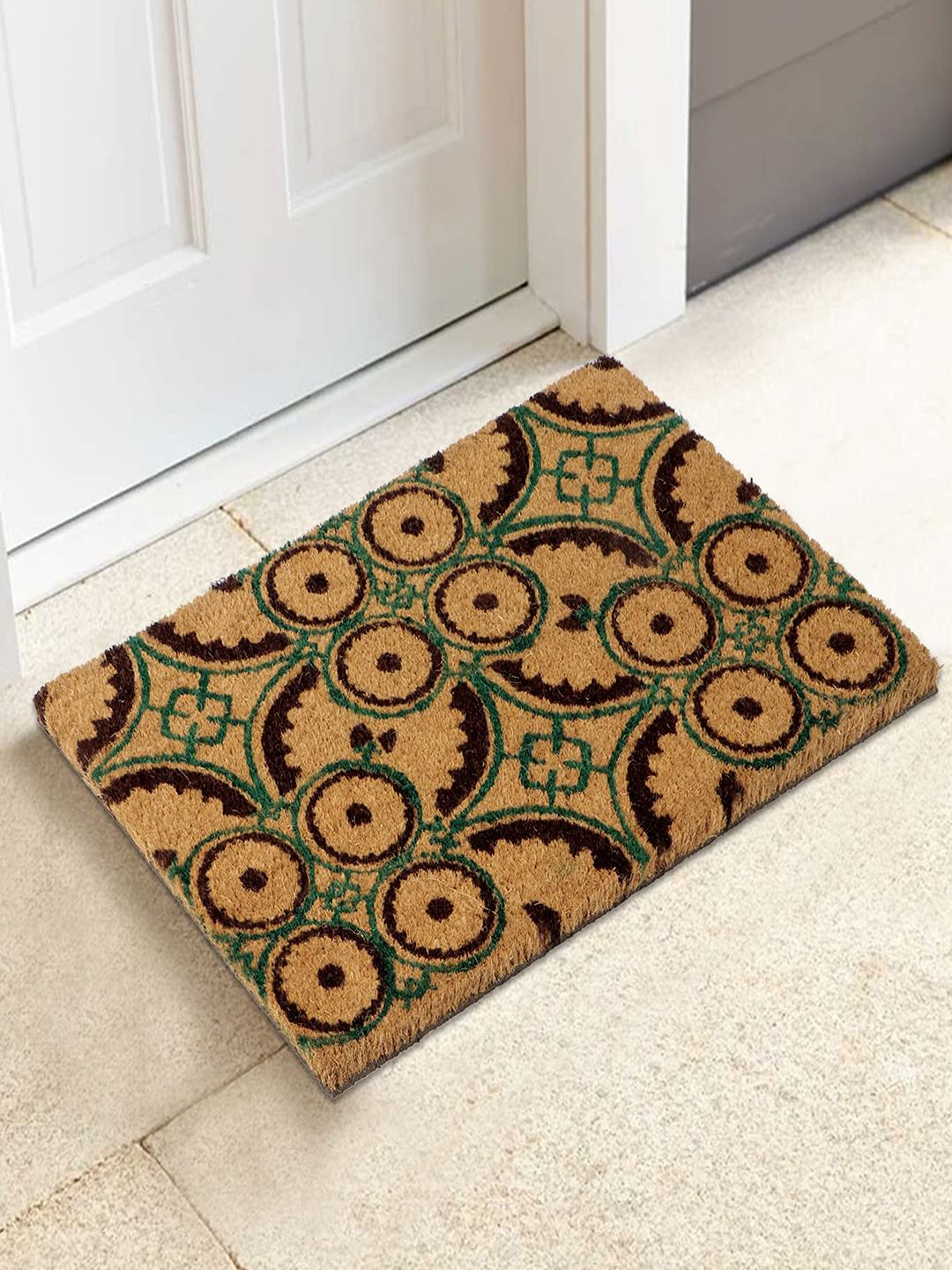 HOKIPO Brown & Green Printed Anti-Skid Coir Doormat-picture-8