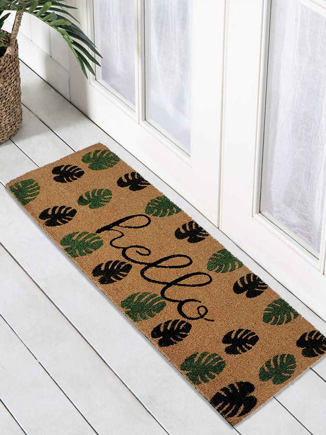HOKIPO Brown & Green Printed Anti-Skid Coir Doormat-image-33