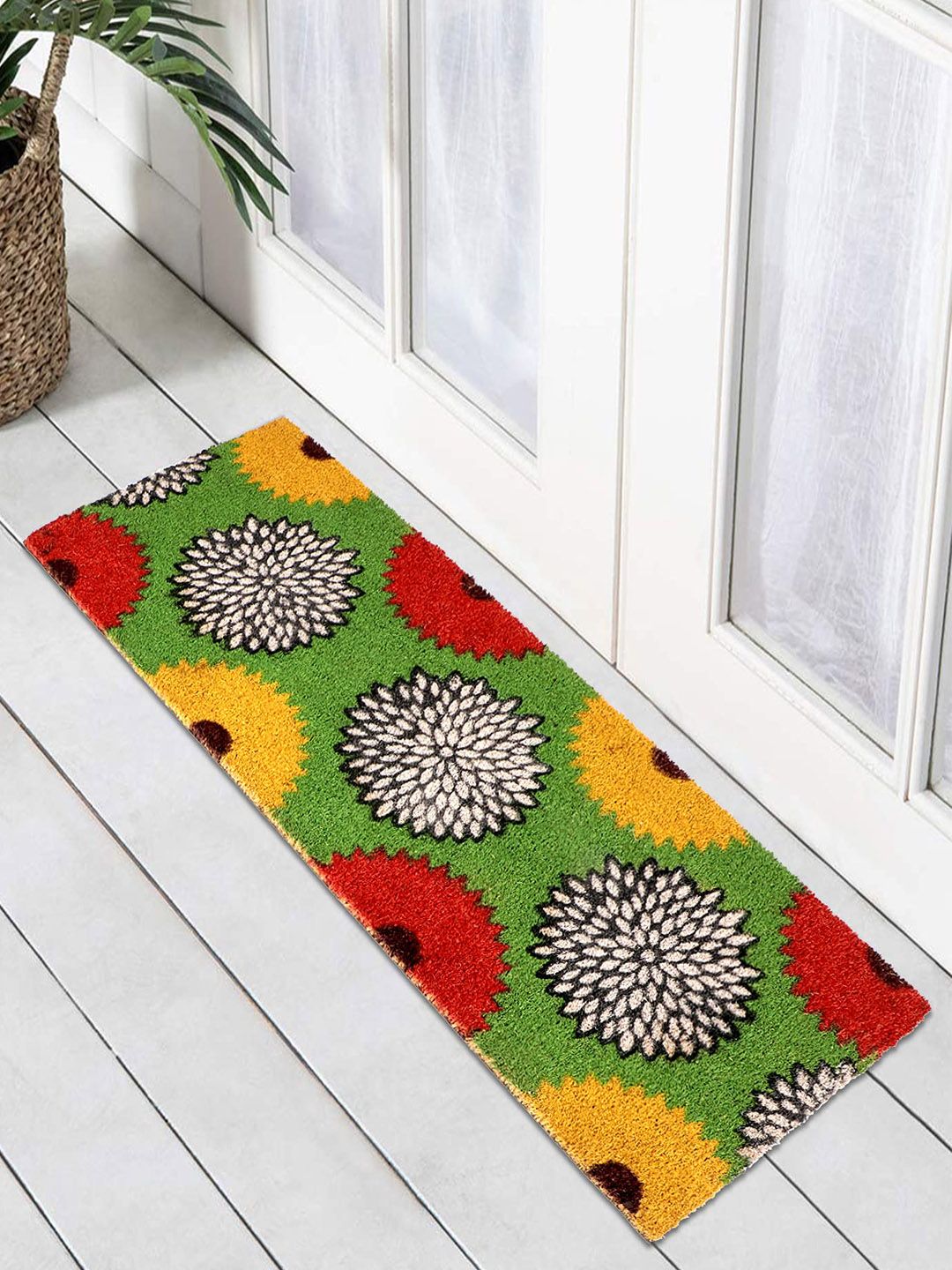 HOKIPO Green & Red Printed Anti-Skid Coir Doormat-image-36