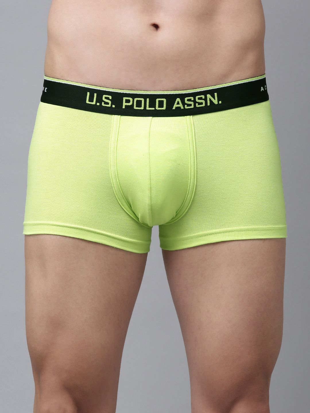 U.S. Polo Assn. Men Lime Green Solid Low-Rise Knitted Coolmax Trunk I707-D01-PL-picture-34