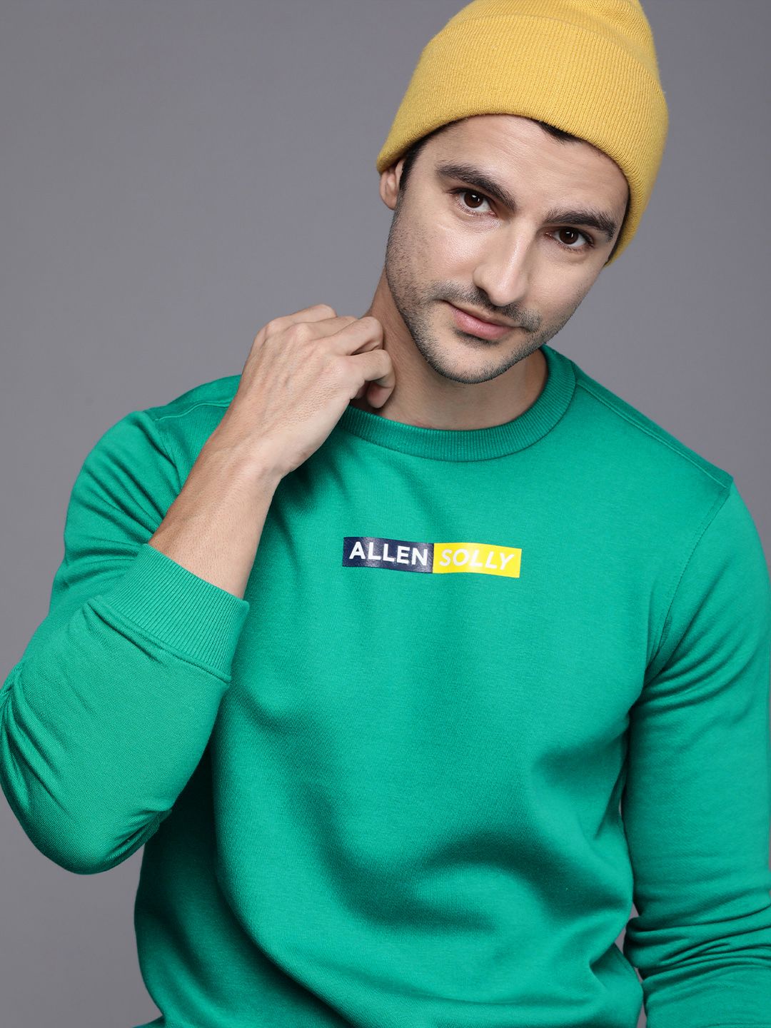 Allen Solly Men Green Hooded Sweatshirt