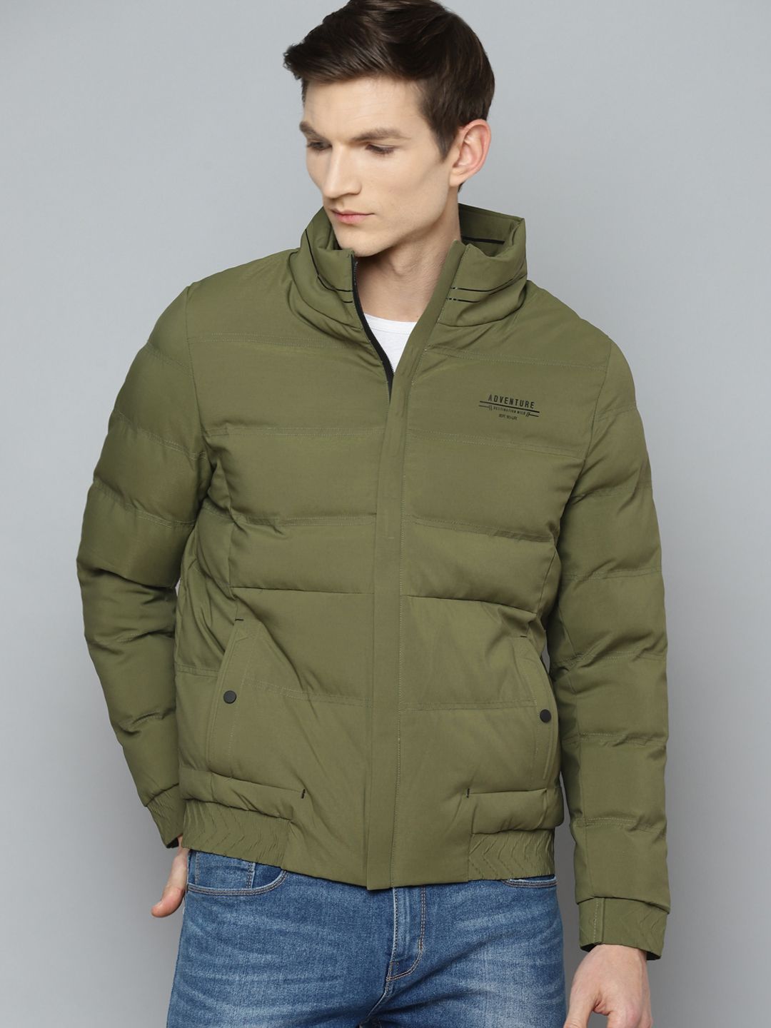 Fort Collins Men Olive Green Solid Bomber Jacket Price History
