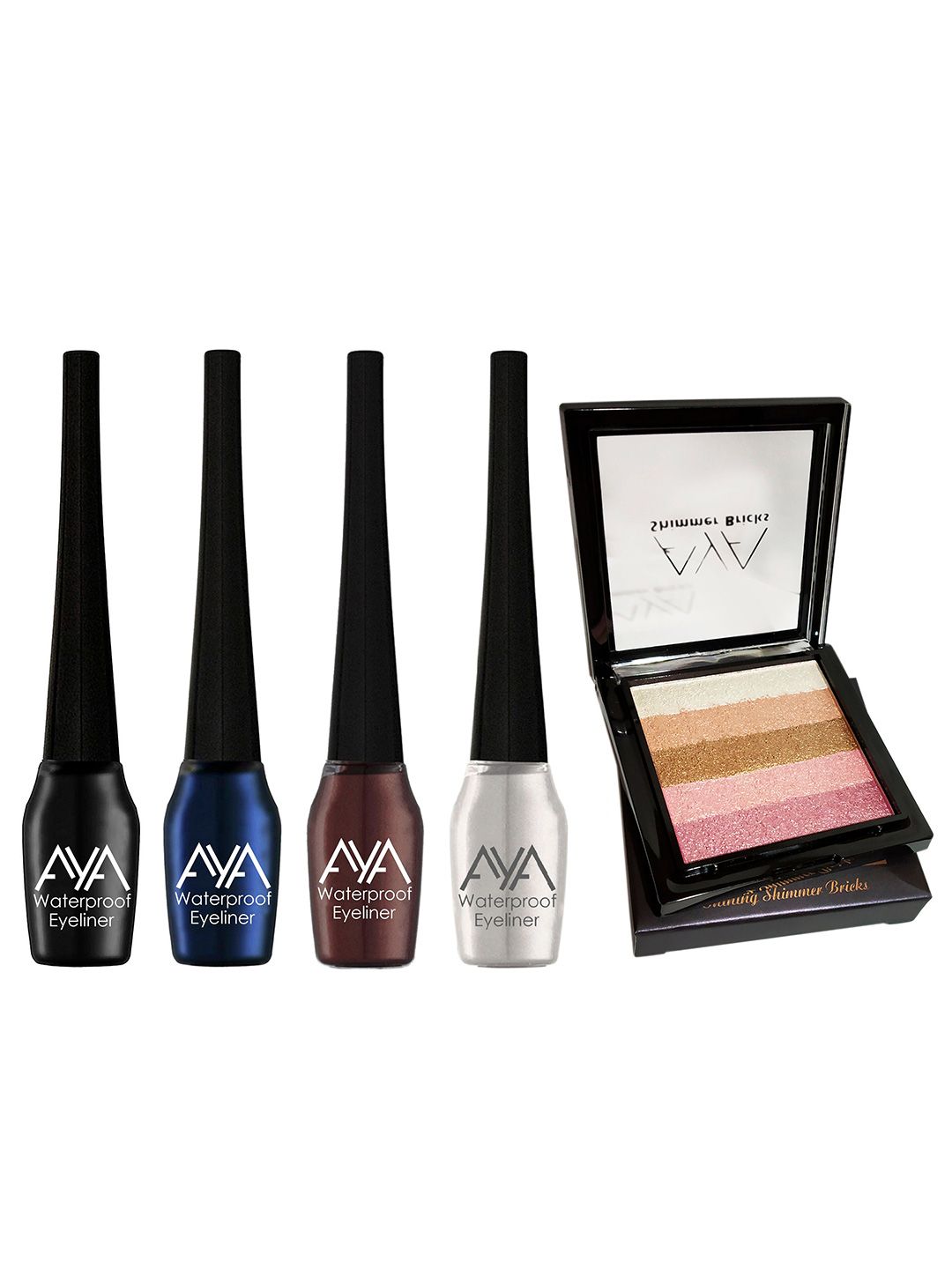 AYA Set of 5 Waterproof Liquid Eyeliner & Shimmer Brick Highlighter-picture-31