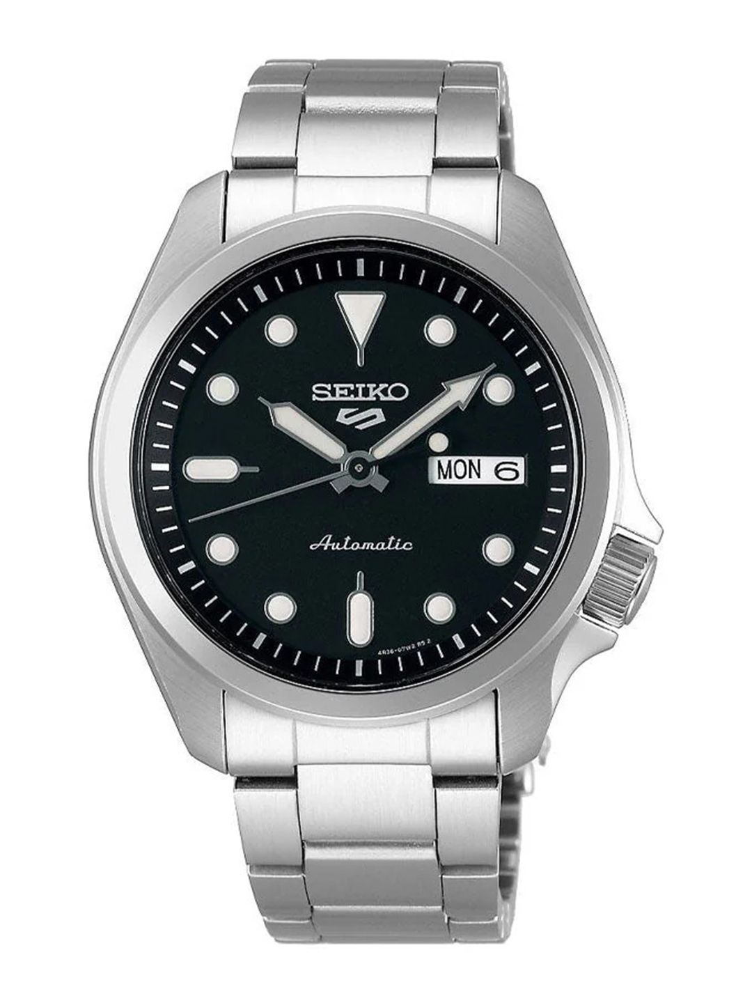 SEIKO Unisex Black & Silver Toned Bracelet Style Straps Analogue Watch SRPE55K1