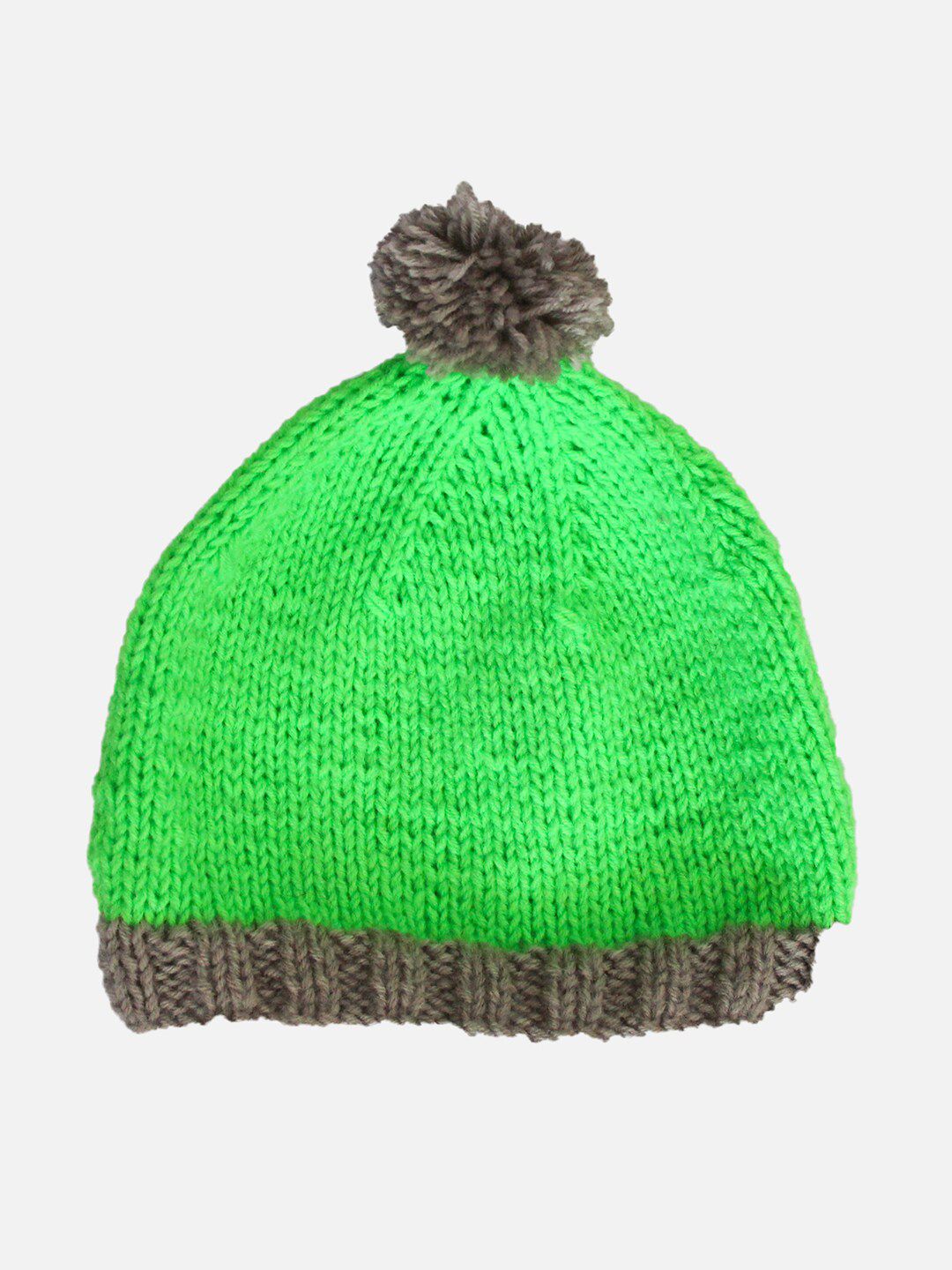 Woonie Unisex Kids Green & Grey Colourblocked Beanie-picture-24