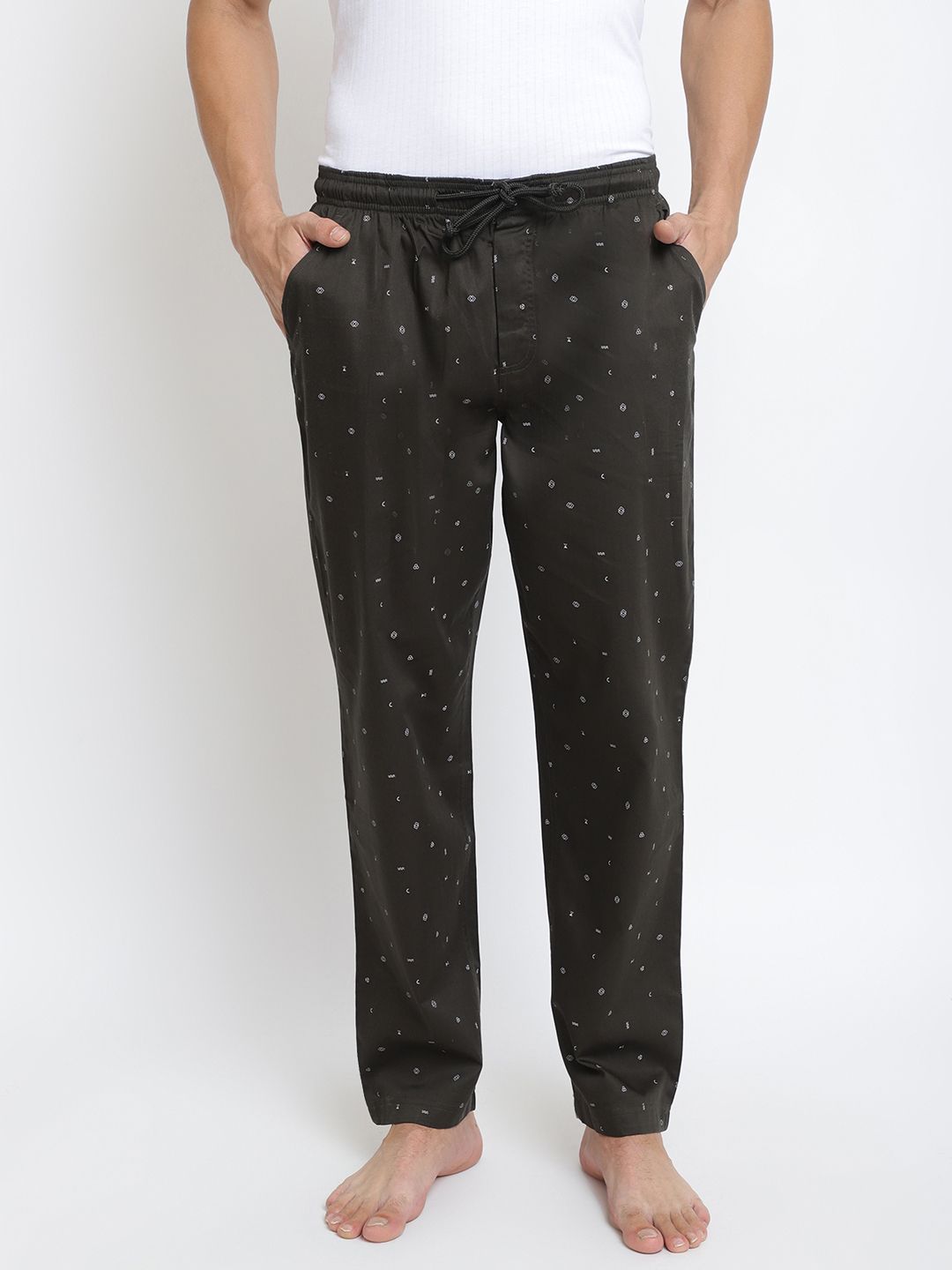 van heusen innerwear Van Heusen Men Olive Green Printed Lounge Pants-picture-41