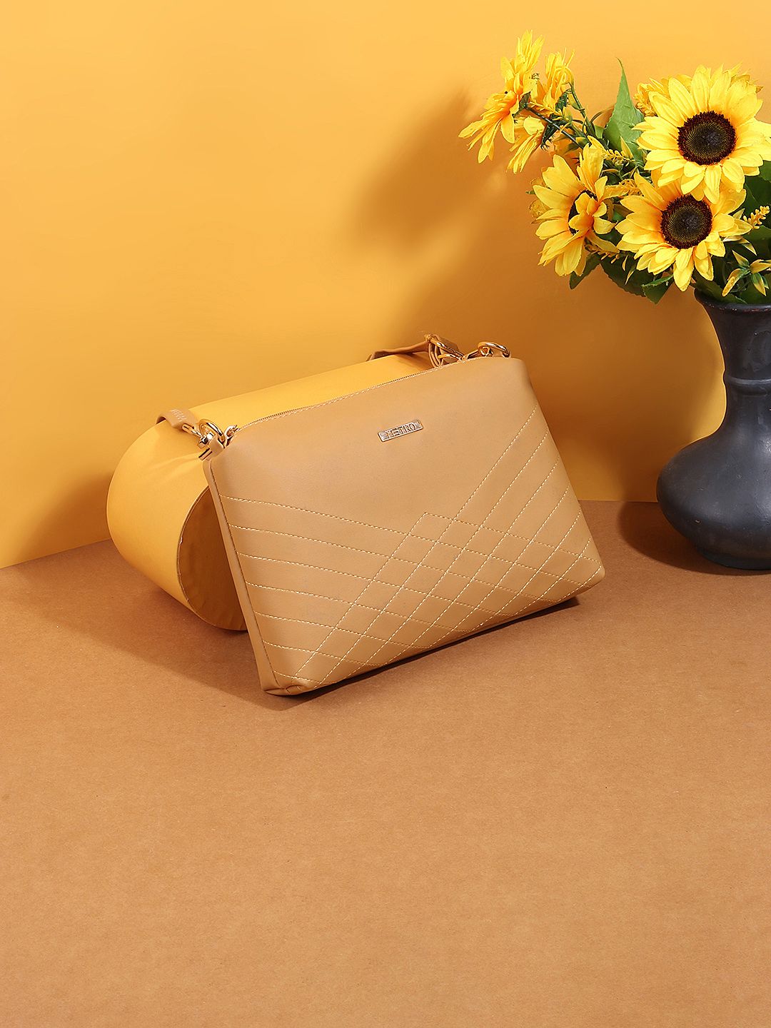 Metro Yellow Structured Sling Bag-picture-16