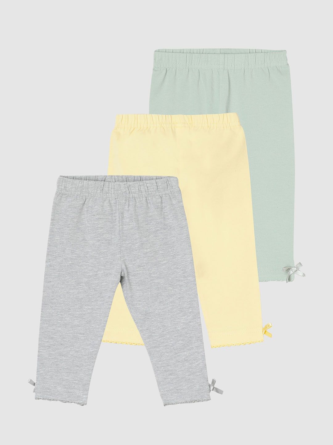 Max Infant Girls Pack Of 3 Solid Pure Cotton Leggings-picture-45