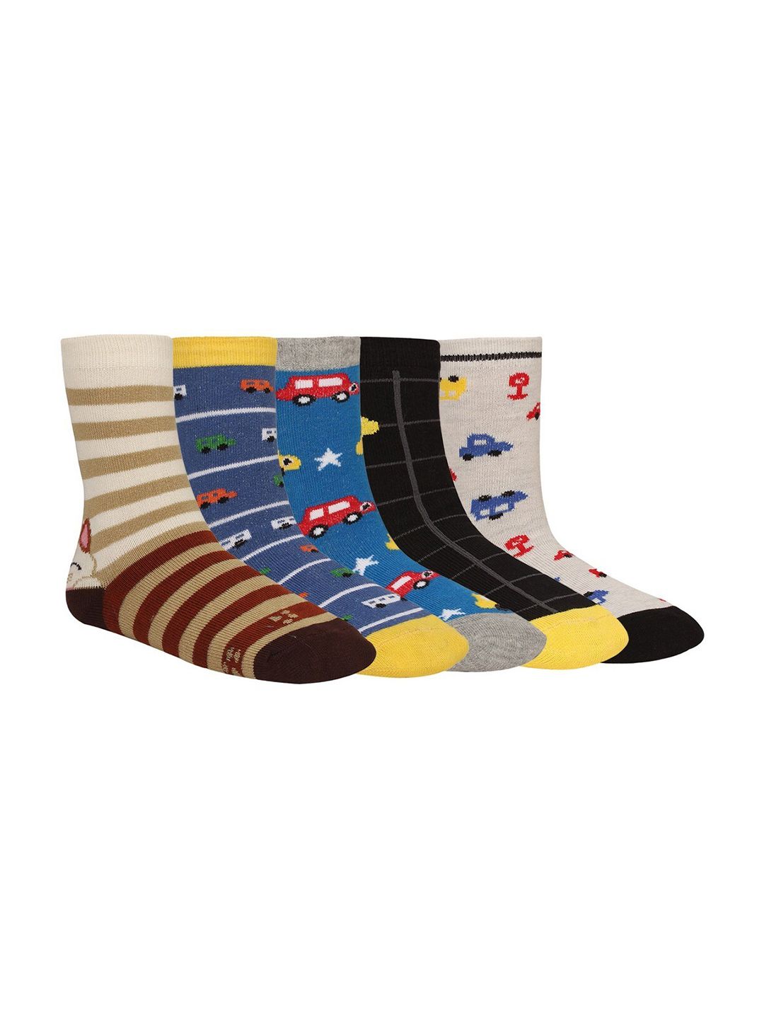 Creature Unisex Kids Pack of 5 Printed Multicolored Cotton Socks-image-33