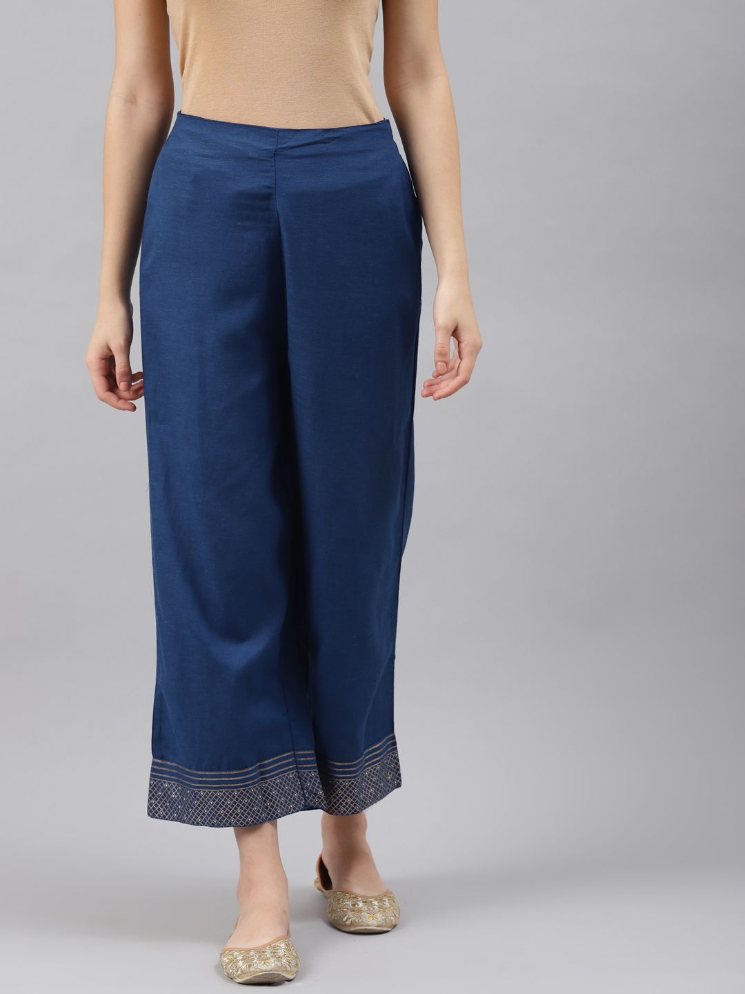 Rangriti Women Navy Blue Cropped Ethnic Palazzos-picture-20
