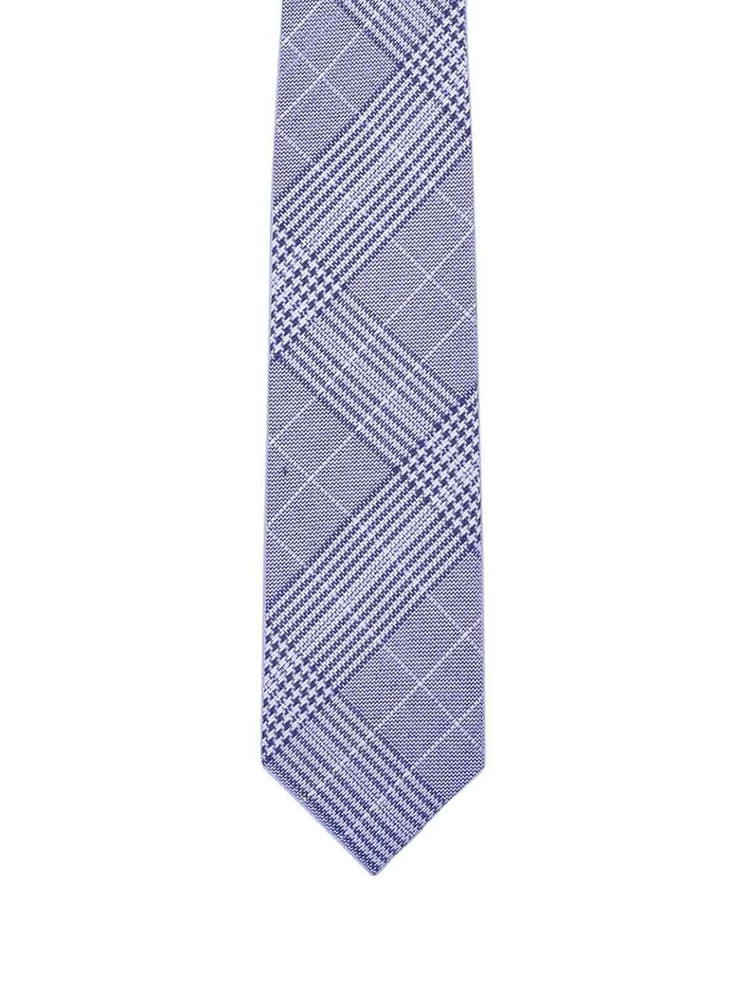 The Tie Hub Men Blue Checked Skinny Tie-picture-26