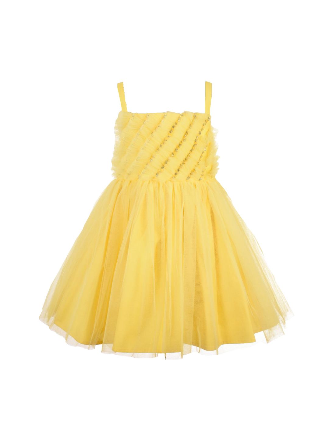 A Little Fable Girls Yellow Embellished Dress-picture-17
