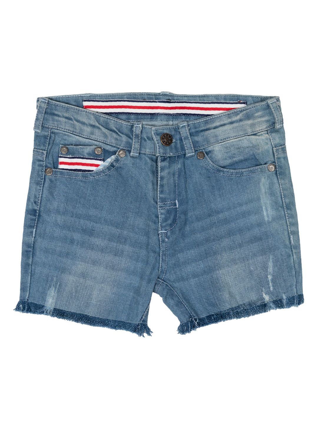 Nino Bambino Girls Blue Washed Pure Organic Cotton Denim Shorts-picture-48