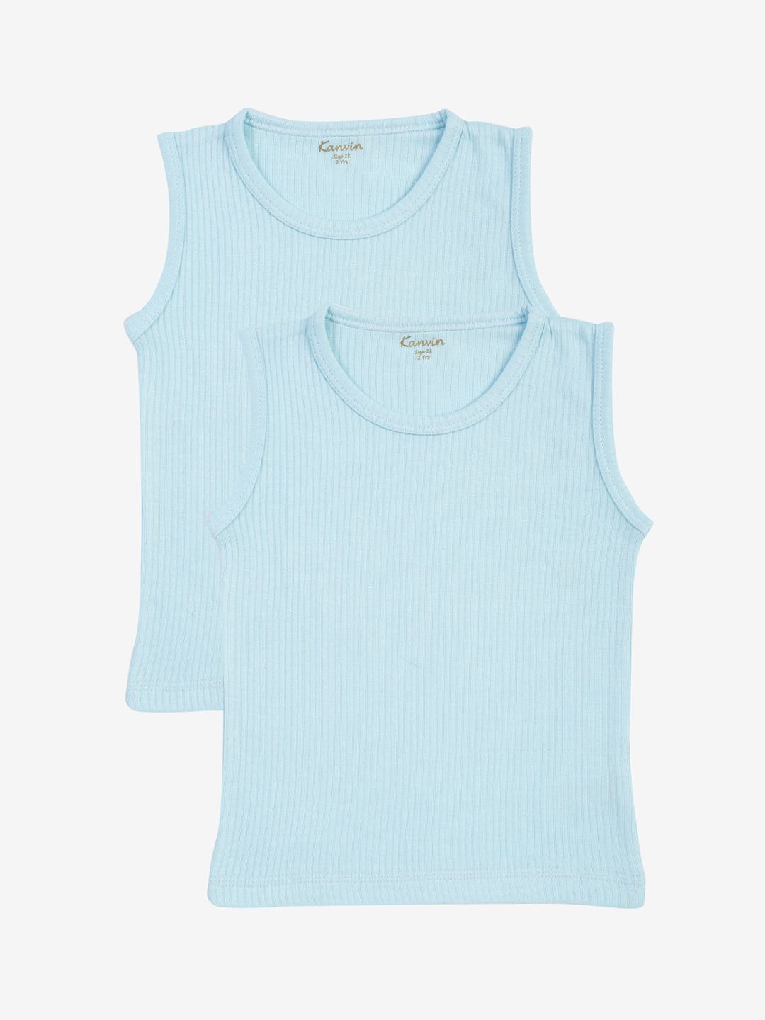 Kanvin Boys Pack Of 2 Blue Ribbed Thermal Vests-picture-19