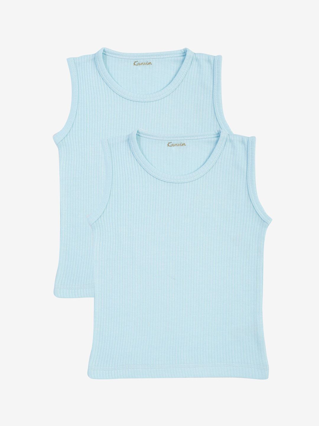 Kanvin Boys Pack Of 2 Blue Ribbed Thermal Vests 2320B2320AQUA-picture-17