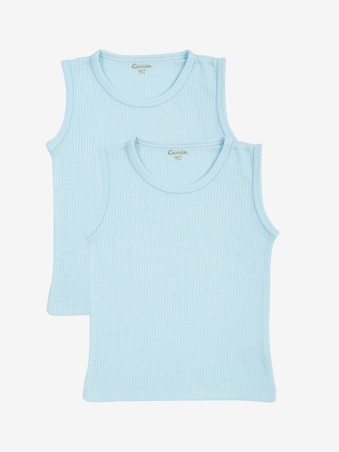 Kanvin Boys Pack of 2 Blue Ribbed Thermal Vests-picture-16