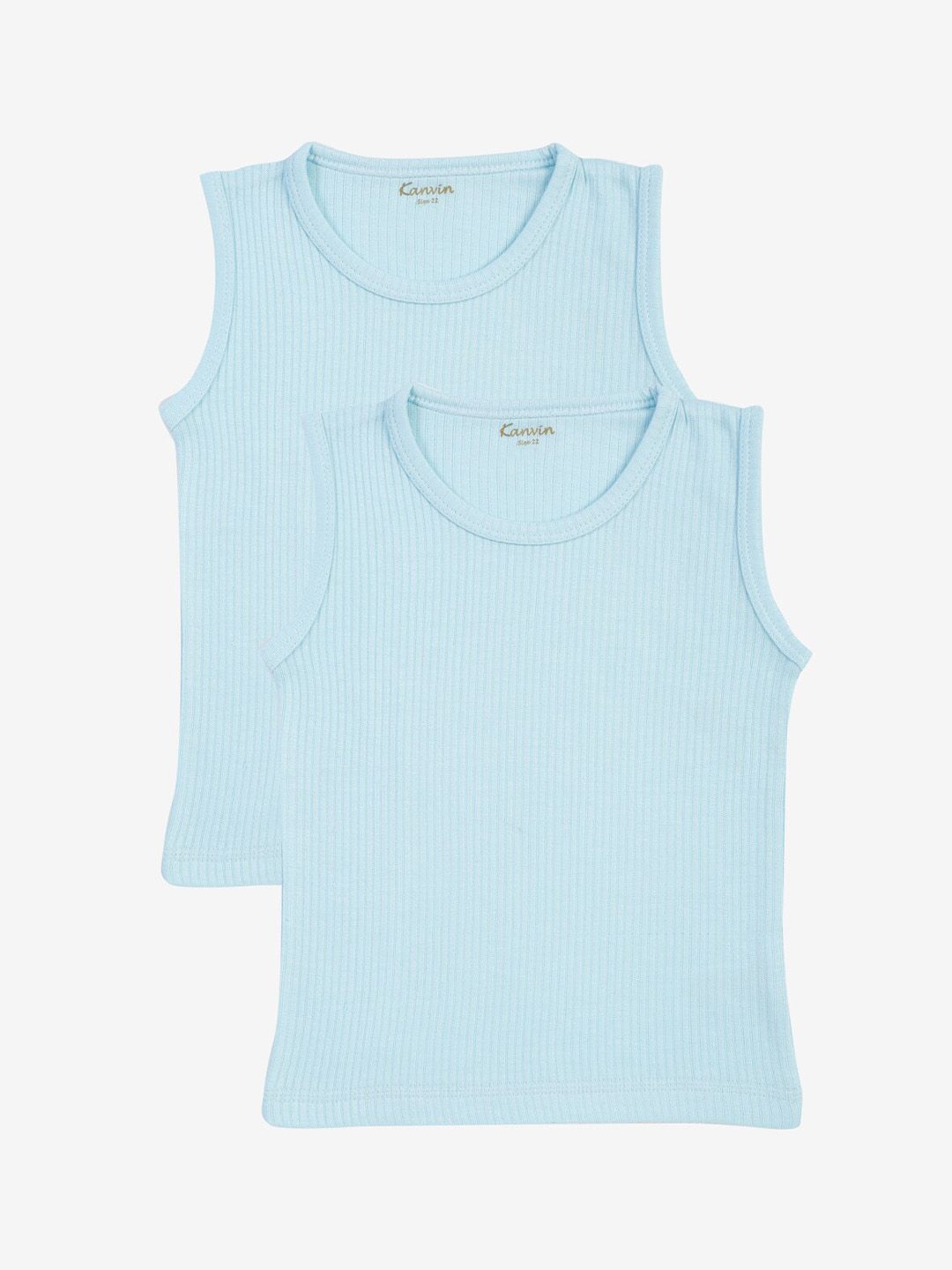 Kanvin Boys Pack Of 2 Blue Ribbed Thermal Vests-picture-21