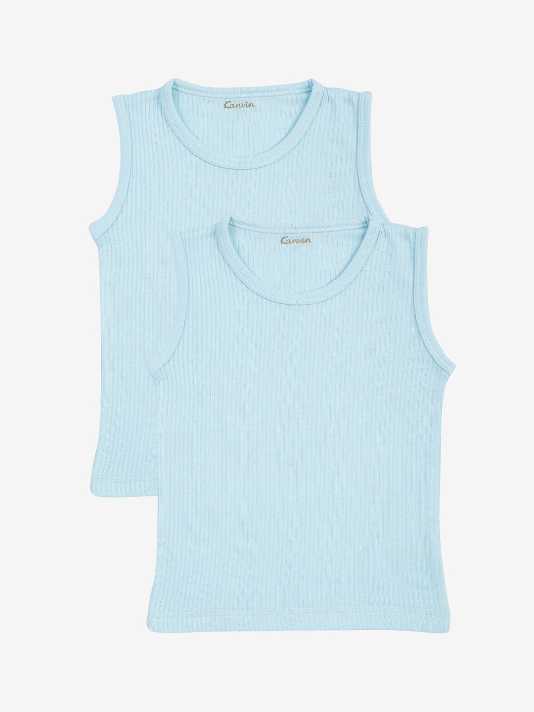 Kanvin Boys Pack Of 2 Blue Ribbed Thermal Vests-picture-20