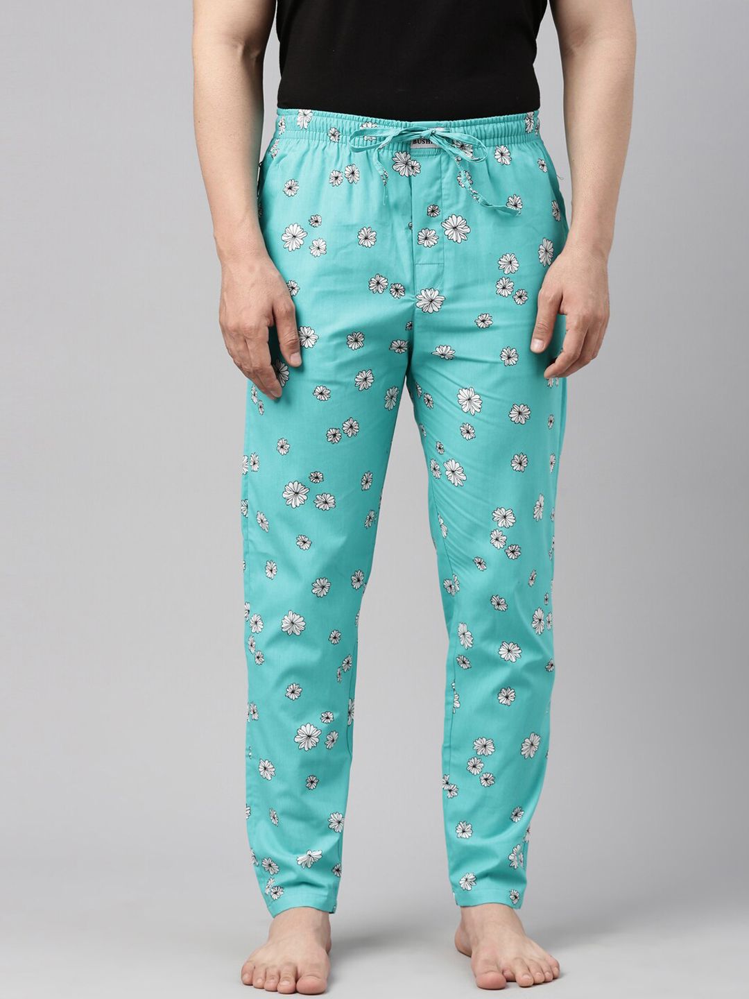 Bushirt Men Teal Green Printed Pure Cotton Lounge Pants-picture-38
