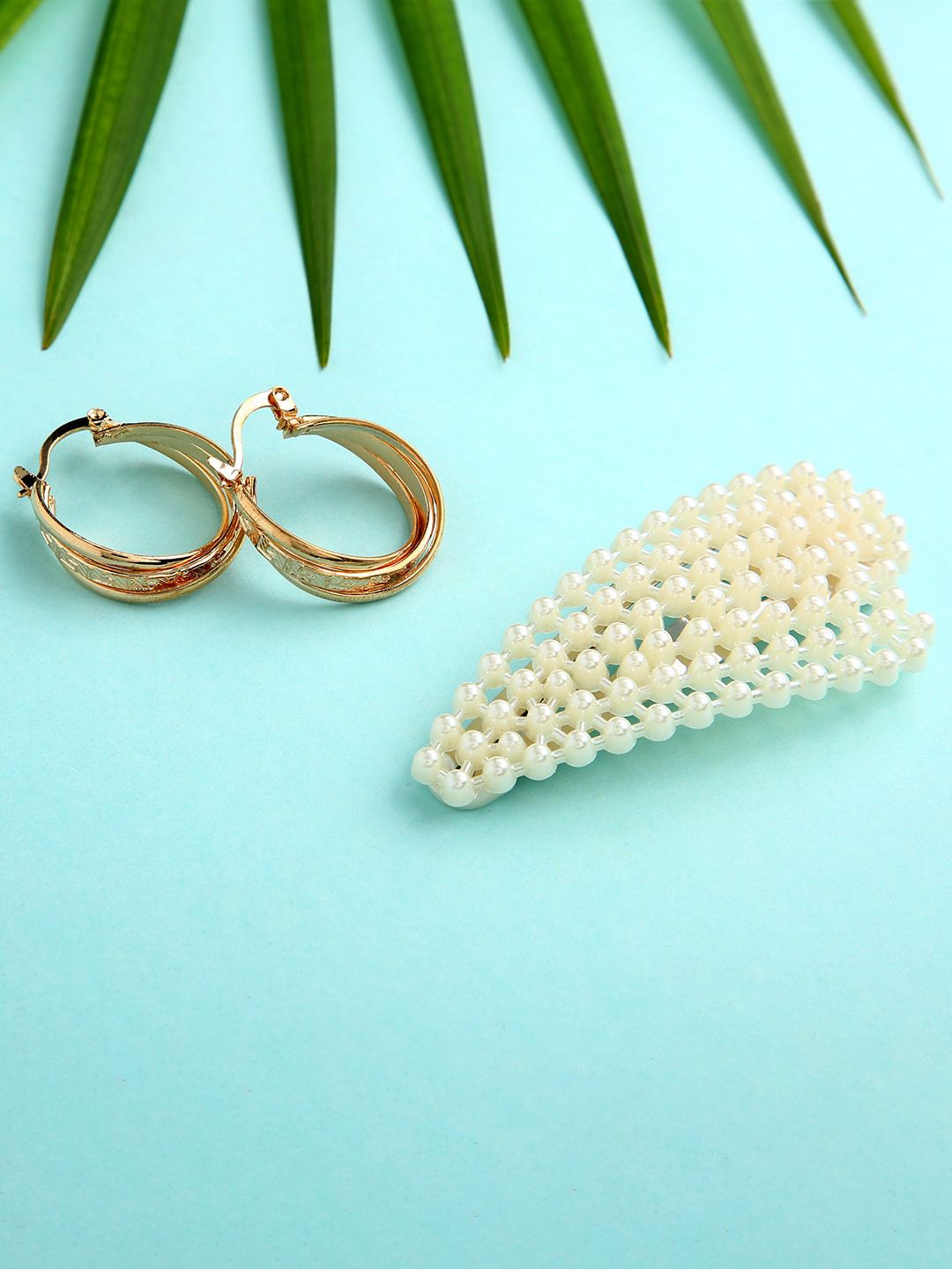 dressberry justpeachy Woman Gold-Toned Contemporary Combo of Studs Earrings & Clip-picture-45