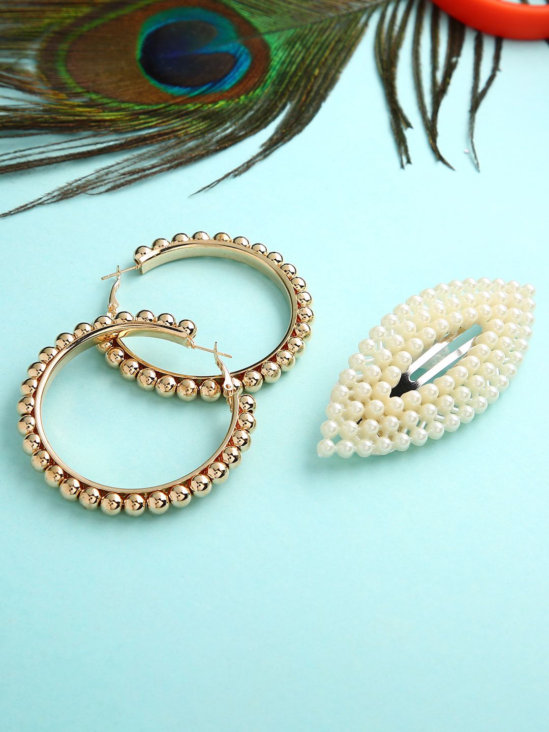 dressberry justpeachy Gold-Toned Contemporary Hoop Earrings & Hair Clip-picture-41