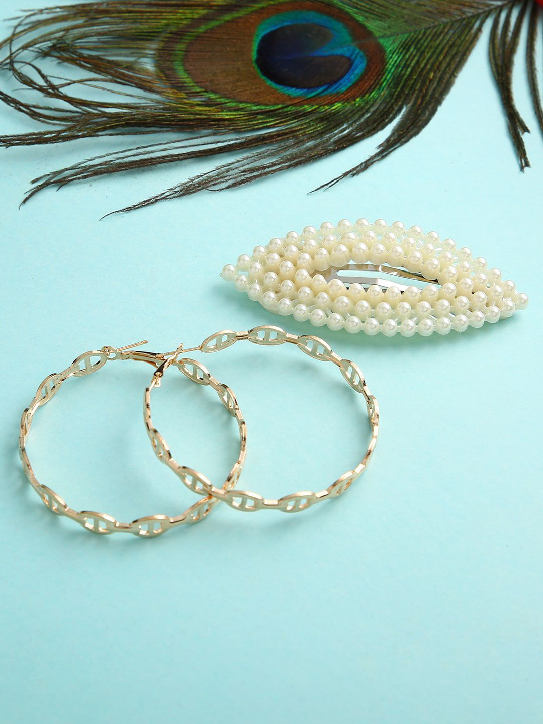 dressberry justpeachy Gold-Toned Contemporary Hoop Earrings & Clip Combo-picture-31