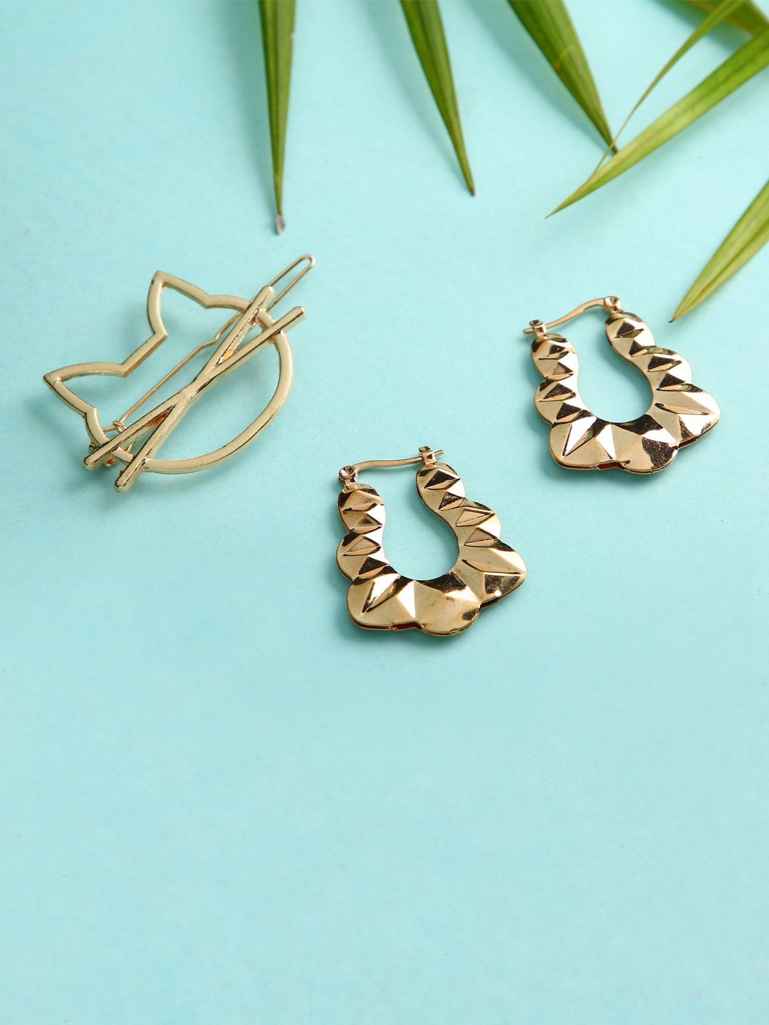 dressberry justpeachy Gold-Toned Contemporary Studs Earrings-picture-20