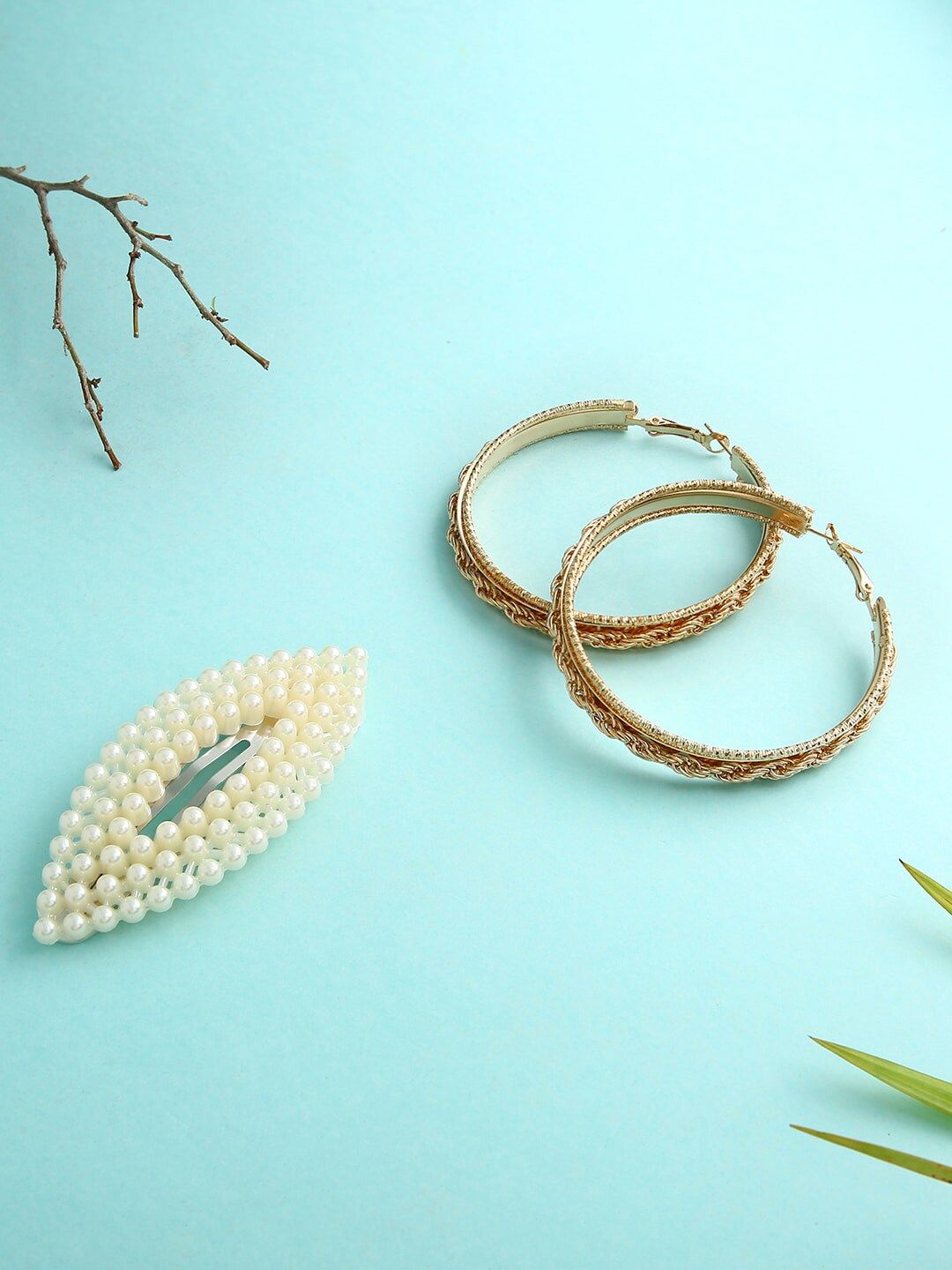 dressberry justpeachy Set of 2 Gold-Toned Contemporary Hoop Earrings & Clip Combo-picture-10