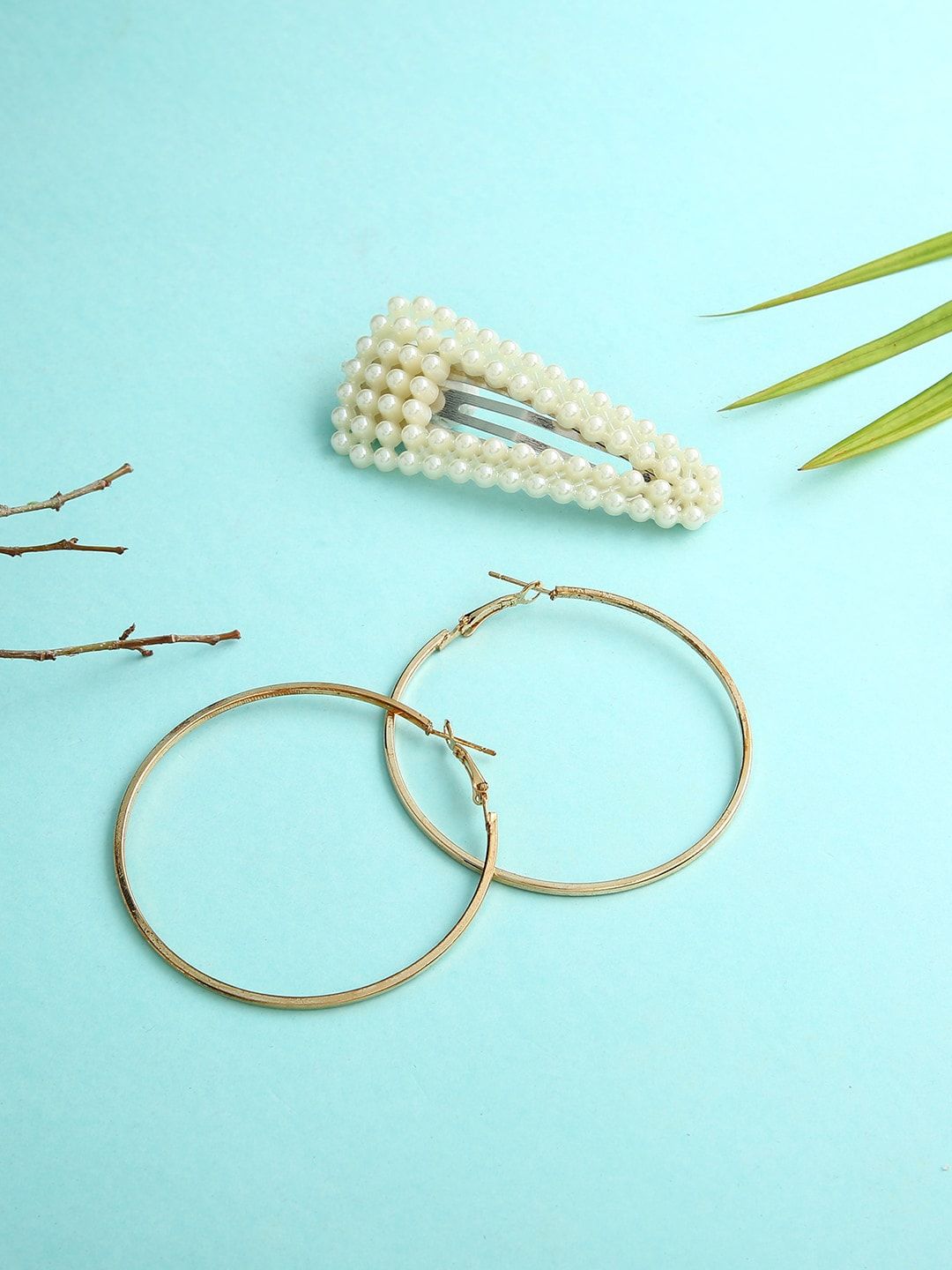 dressberry justpeachy Gold-Toned Contemporary Hoop Earrings With Embellished Tic Tac Clip-picture-37