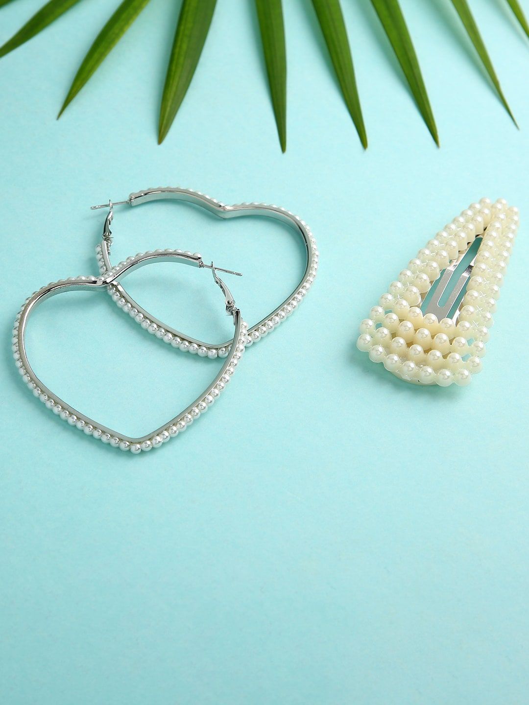 dressberry justpeachy Set-2 Silver Plated Silver-Toned Contemporary Studs Earrings& Clip-picture-42