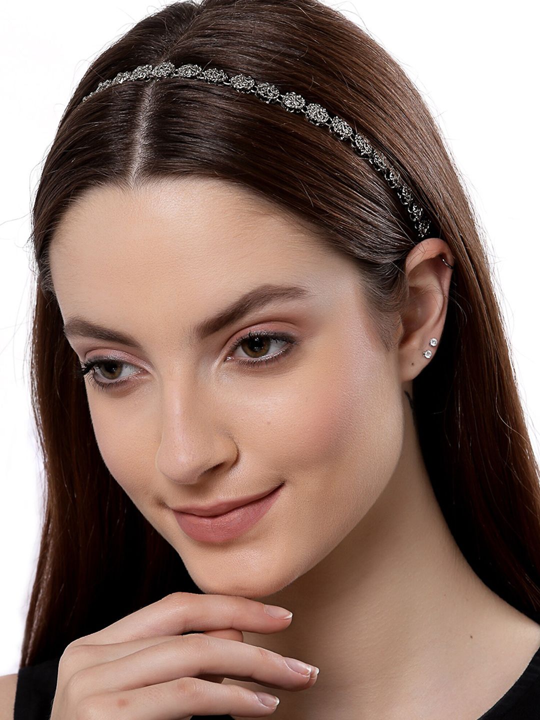 KARATCART Women Silver-Toned Embellished Hairband-picture-14