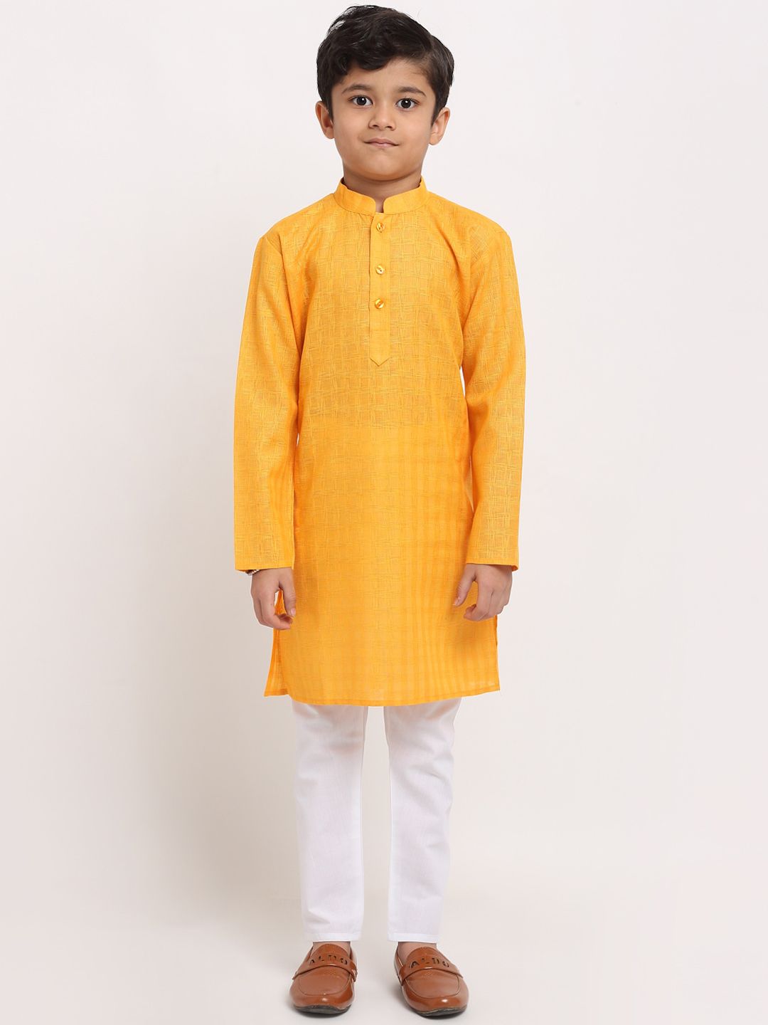 KRAFT INDIA Boys Yellow Regular Pure Cotton Kurta with Pyjamas-image-12