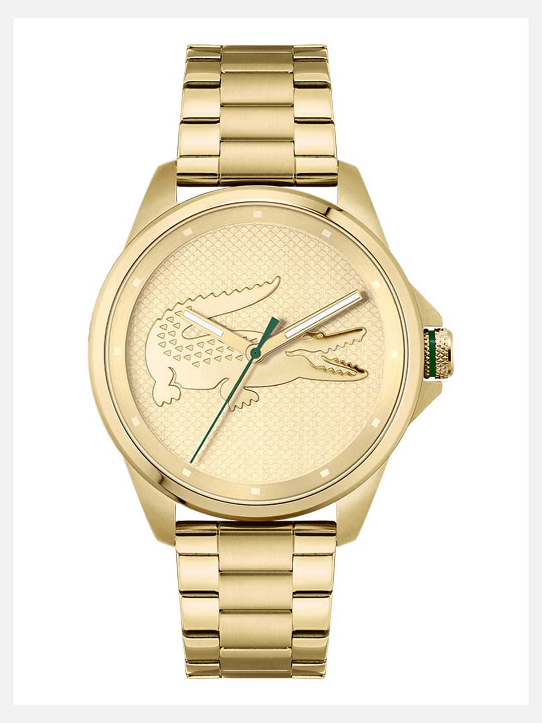Lacoste Men Gold-Toned Brass Dial & Gold Toned Stainless Steel Bracelet Style Straps Analogue Watch
