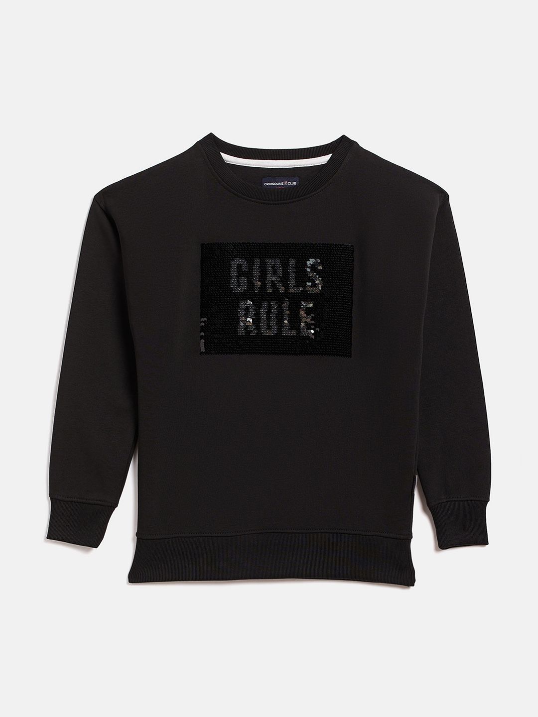Crimsoune Club Girls Black Sequinned Sweatshirt-picture-21