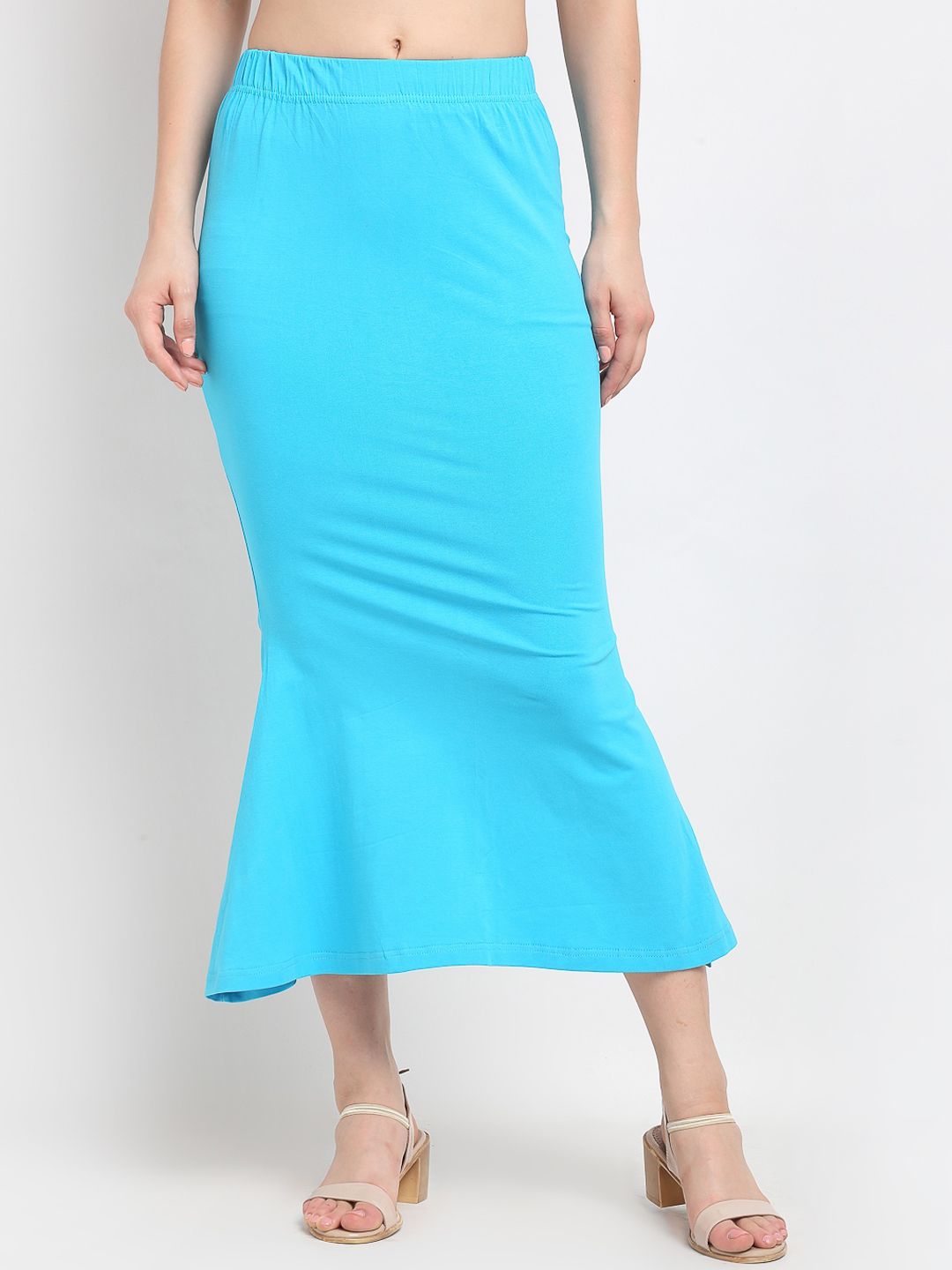 Sugathari Women Turquoise Blue Solid Mermaid Like-Fit Saree Shapewear -  Price History