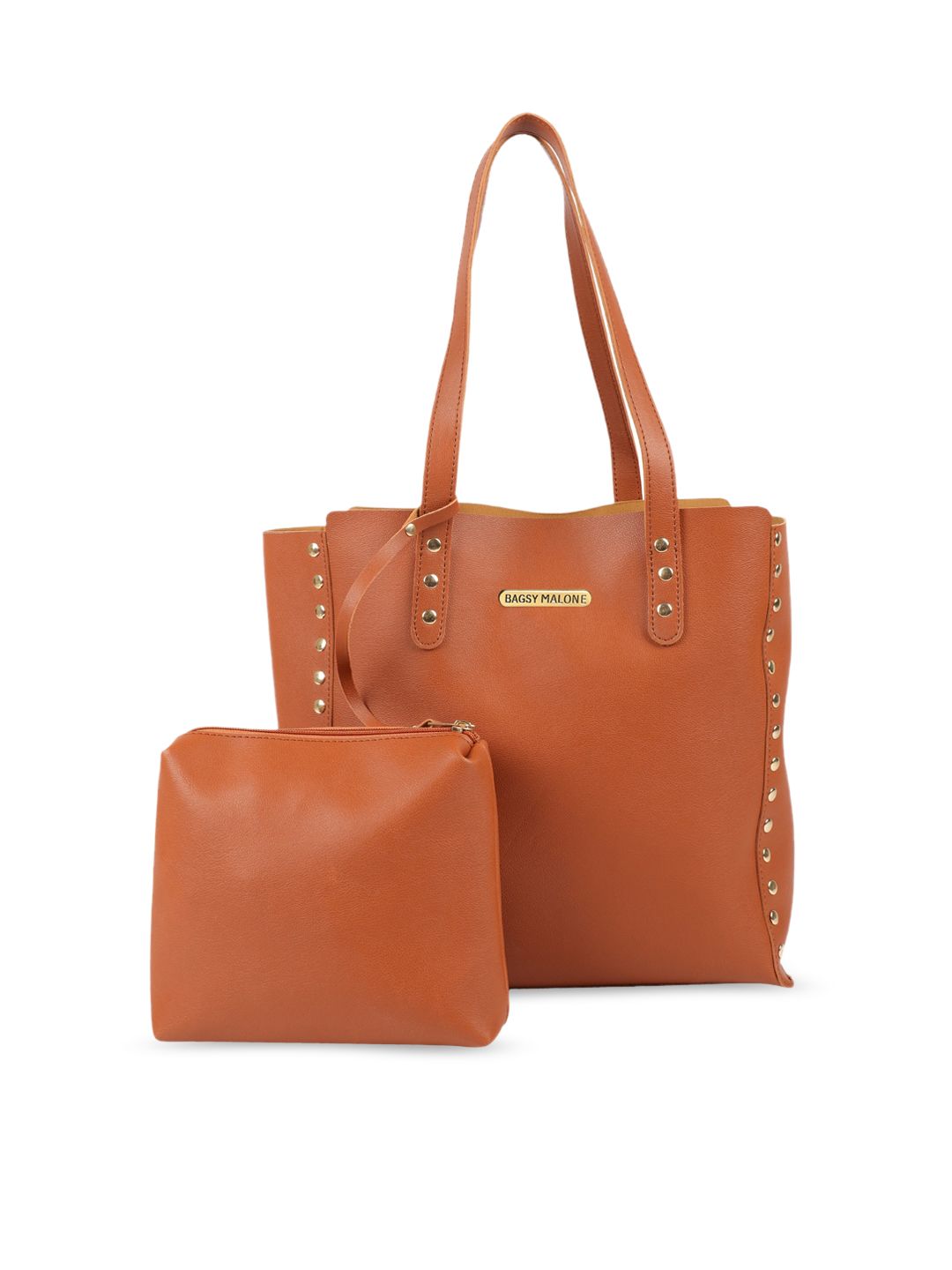 Bagsy Malone Set of 2 Tan PU Structured Shoulder Bag-image-1