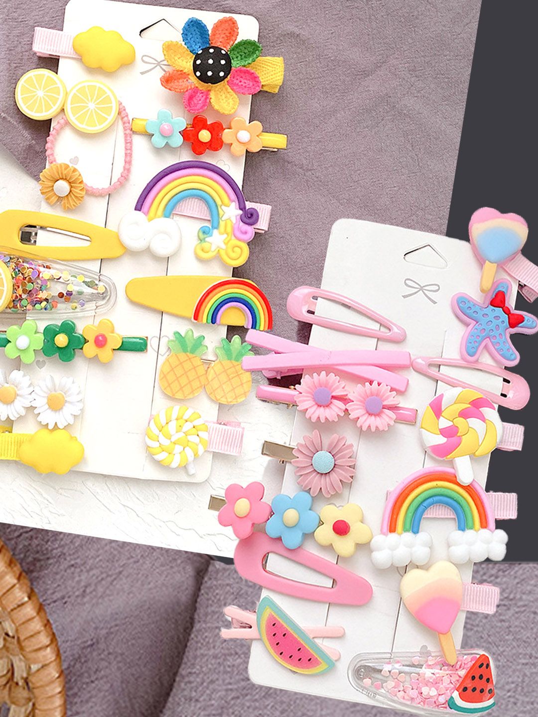 Yellow Chimes Girls Set of 2 Multicoloured Embellished Tic Tac Hair Clip