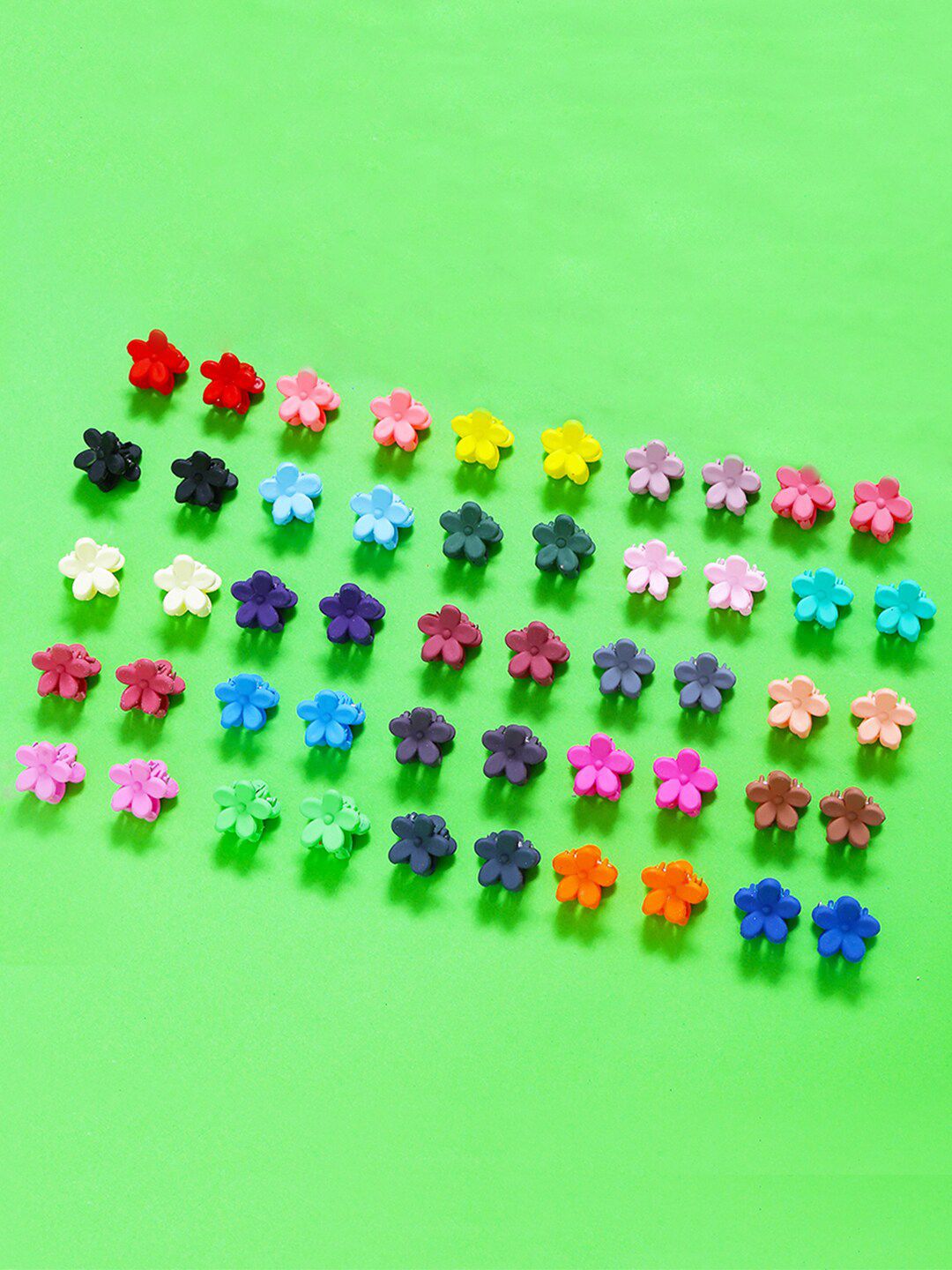Yellow Chimes Girls Pack Of 50 Multicolor Flower Mini Hair Claw Clips