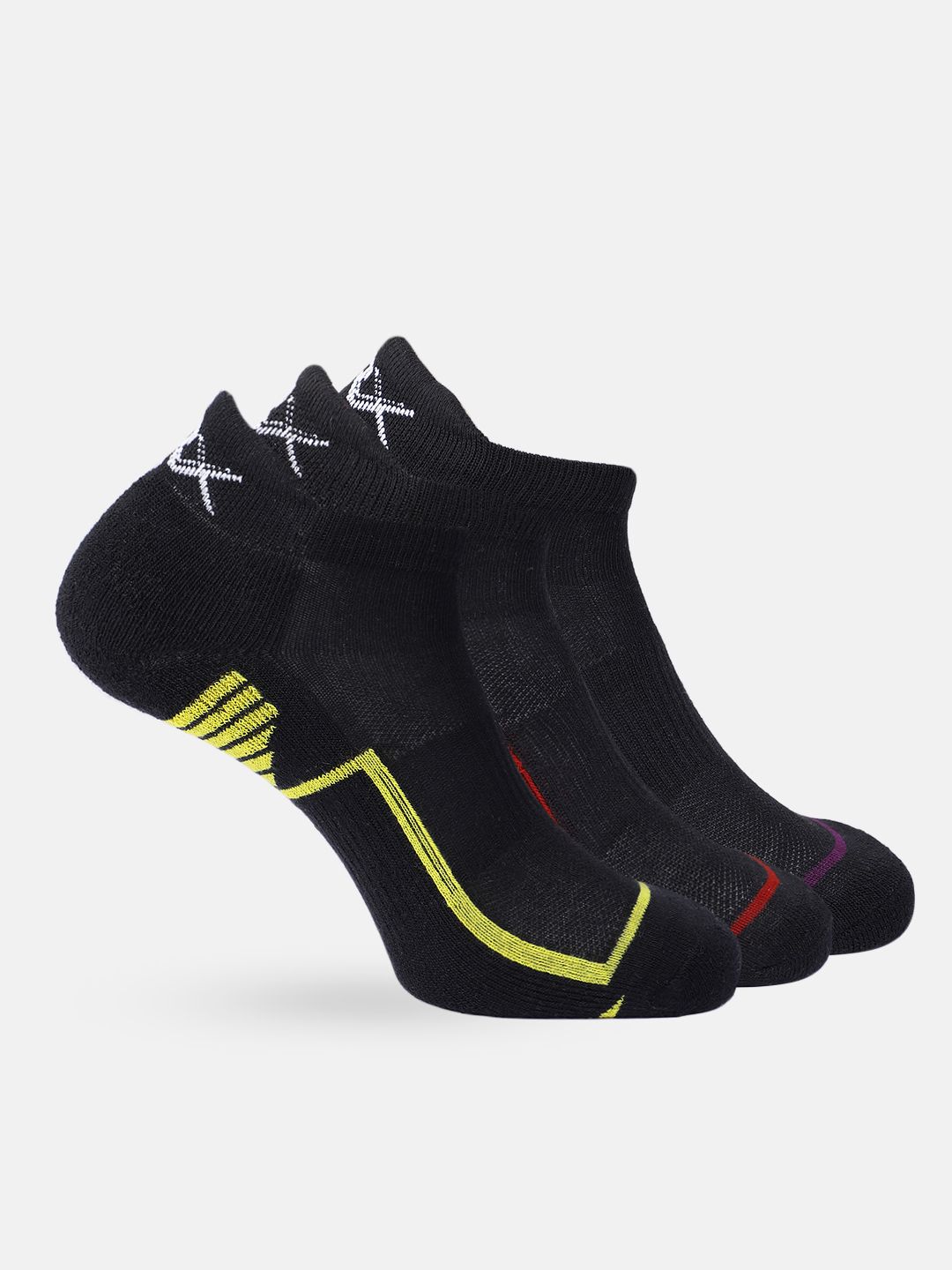 HRX by Hrithik Roshan Men Pack Of 3 Ankle Length Black Half Terry Socks-image-43