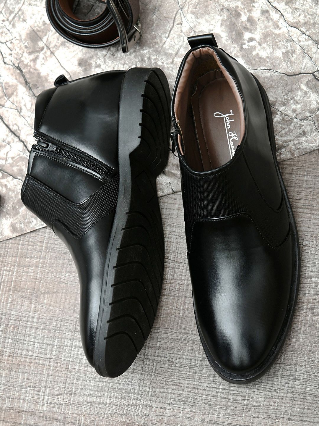 John Karsun Men Black Solid Formal Boots